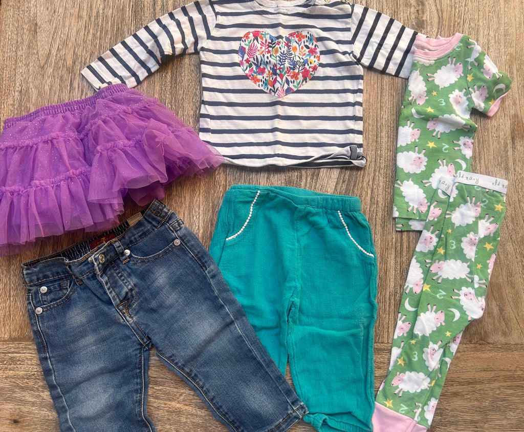 Clothing Bundle - 12 month clothes, pajamas, skirt, jeans, pants and shirt