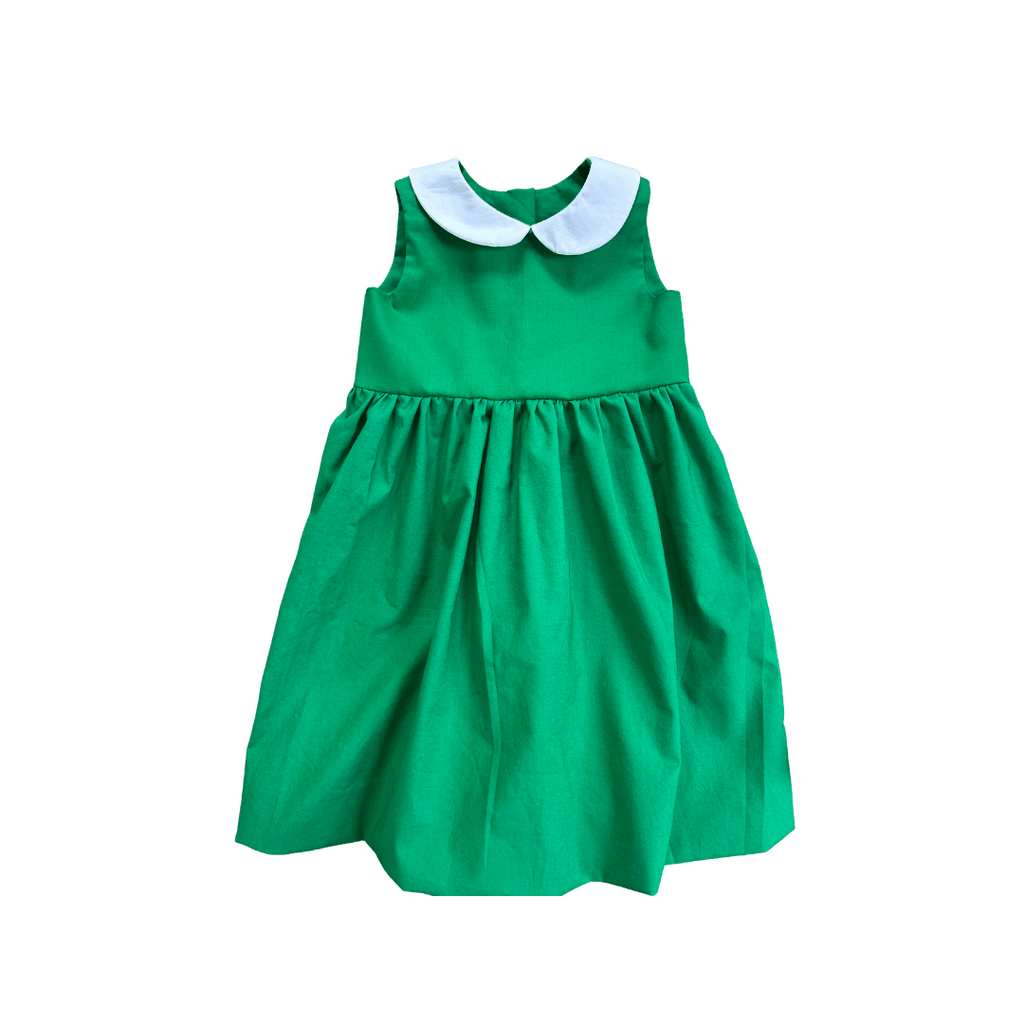 DRESS - Classic Green Dress with Peter Pan Collar (MADE TO ORDER)