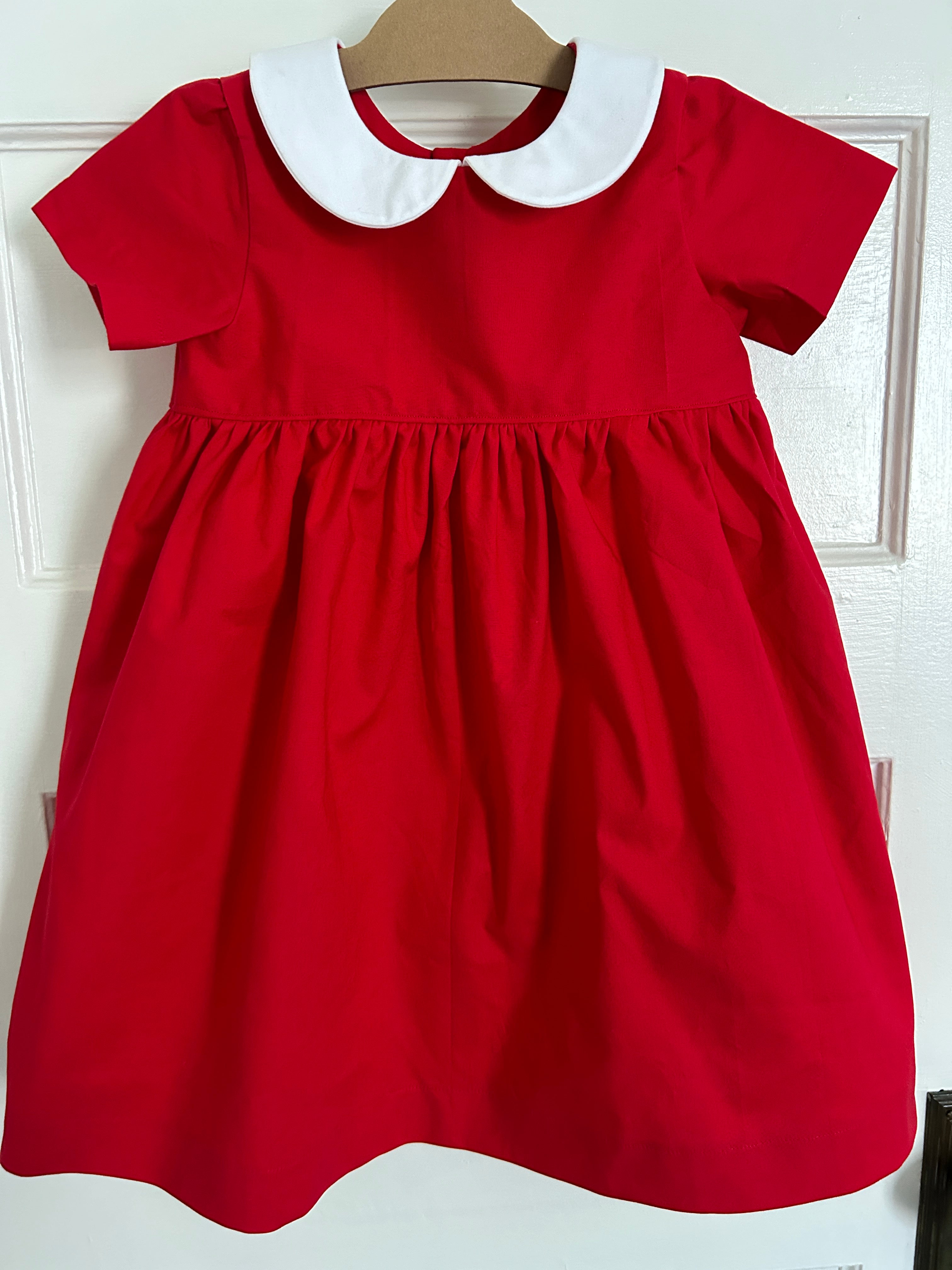 Little Red Dress with Peter Pan Collar (MADE TO ORDER) 3t / Empire Waist (Pictured/Shorter) / Sleeveless Little Red Dress with Peter Pan Collar (MADE TO ORDER) 3t / Empire Waist (Pictured/Shorter) / Sleeveless