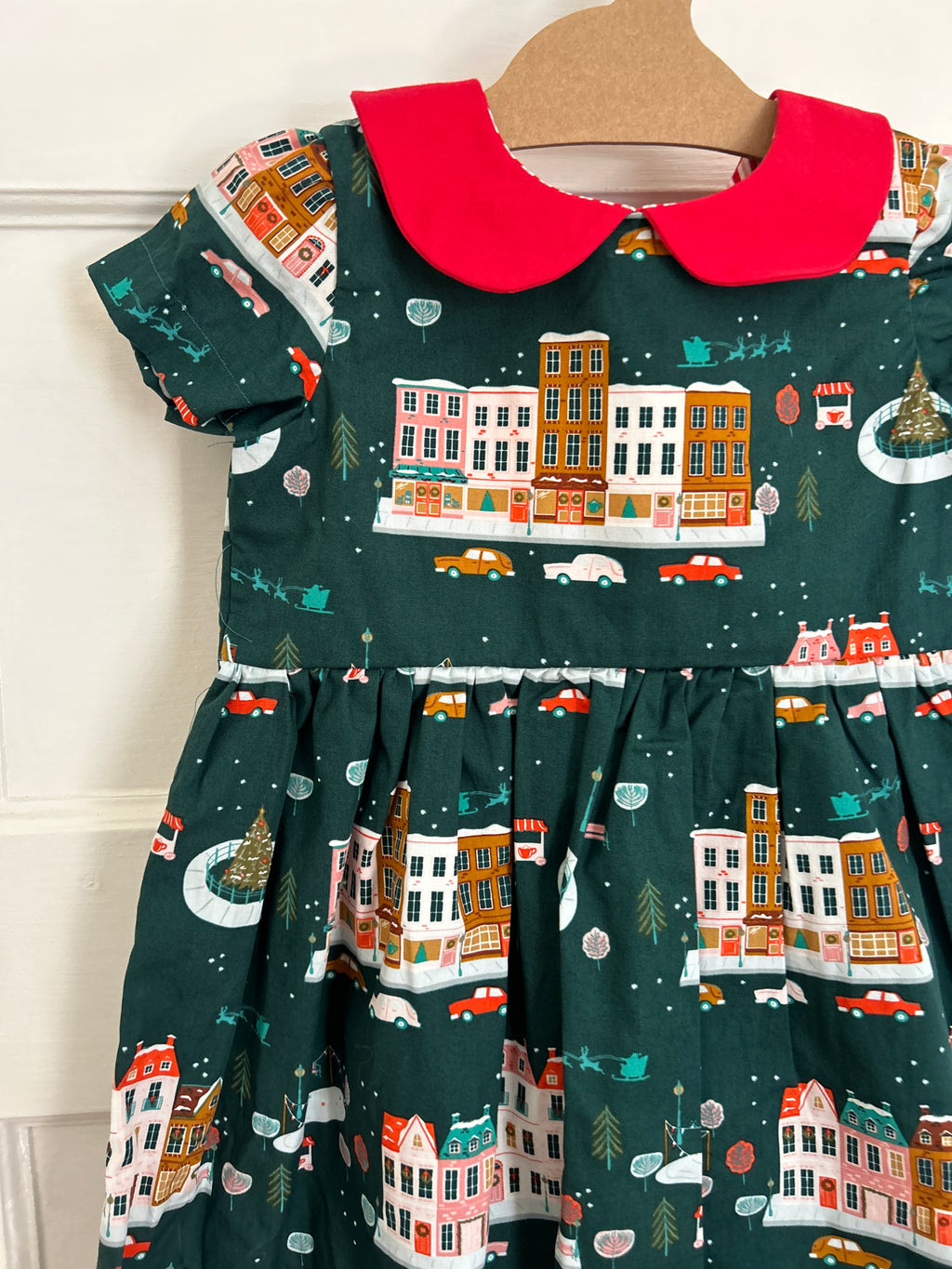 Charming Holiday Village Peter Pan Collar Dress - Perfect for Festive Fun! | Size 3t