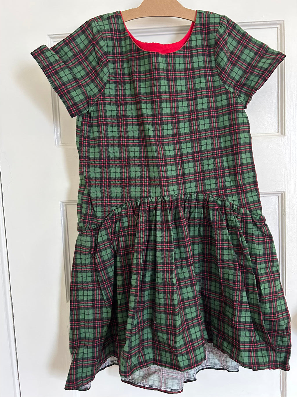 Green Plaid Dress with High-Low Waist (Pre-Loved) Size 10