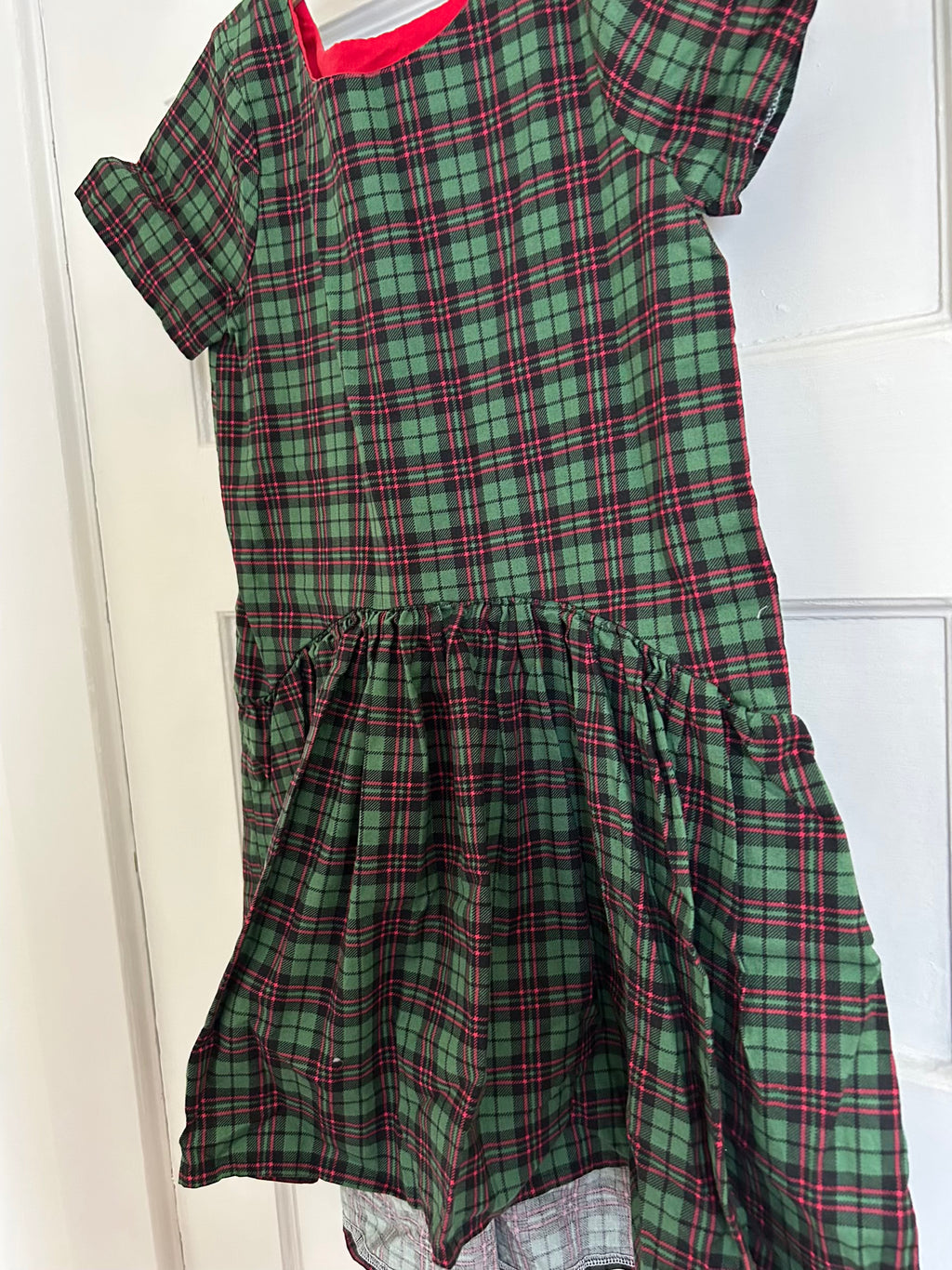 Green Plaid Dress with High-Low Waist (Pre-Loved) Size 10