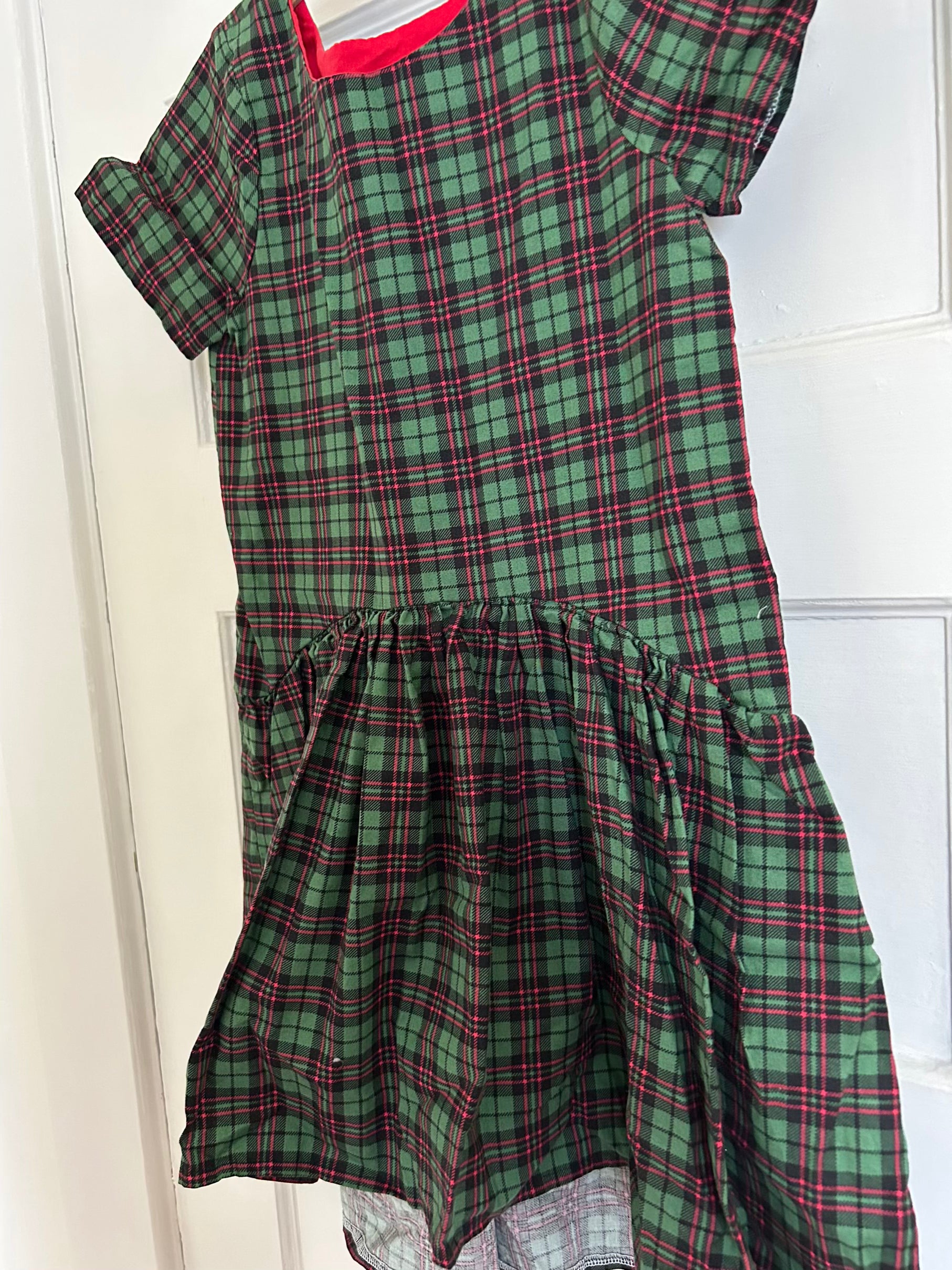 Green Plaid Dress with High-Low Waist (Pre-Loved) Size 10