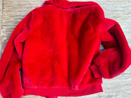 Red Faux Fur Bomber Jacket (Pre-Loved) Girls' Size 14 - Hanna Andersson