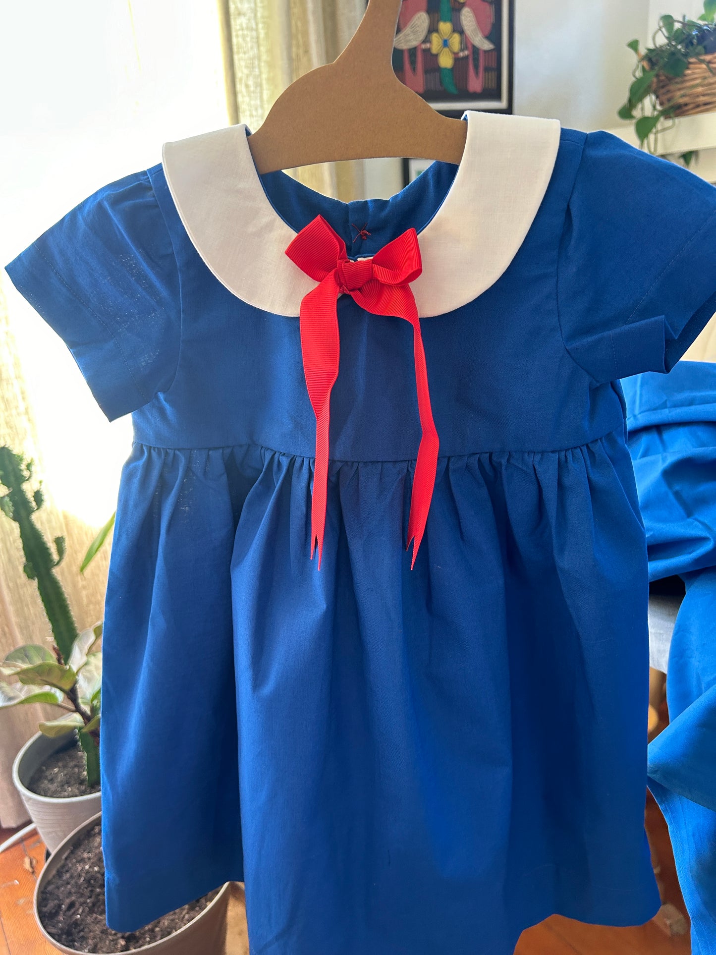 SAMPLE 4t - Blue Madeline Inspired Dress, Short Sleeves (NEW) Size 4t