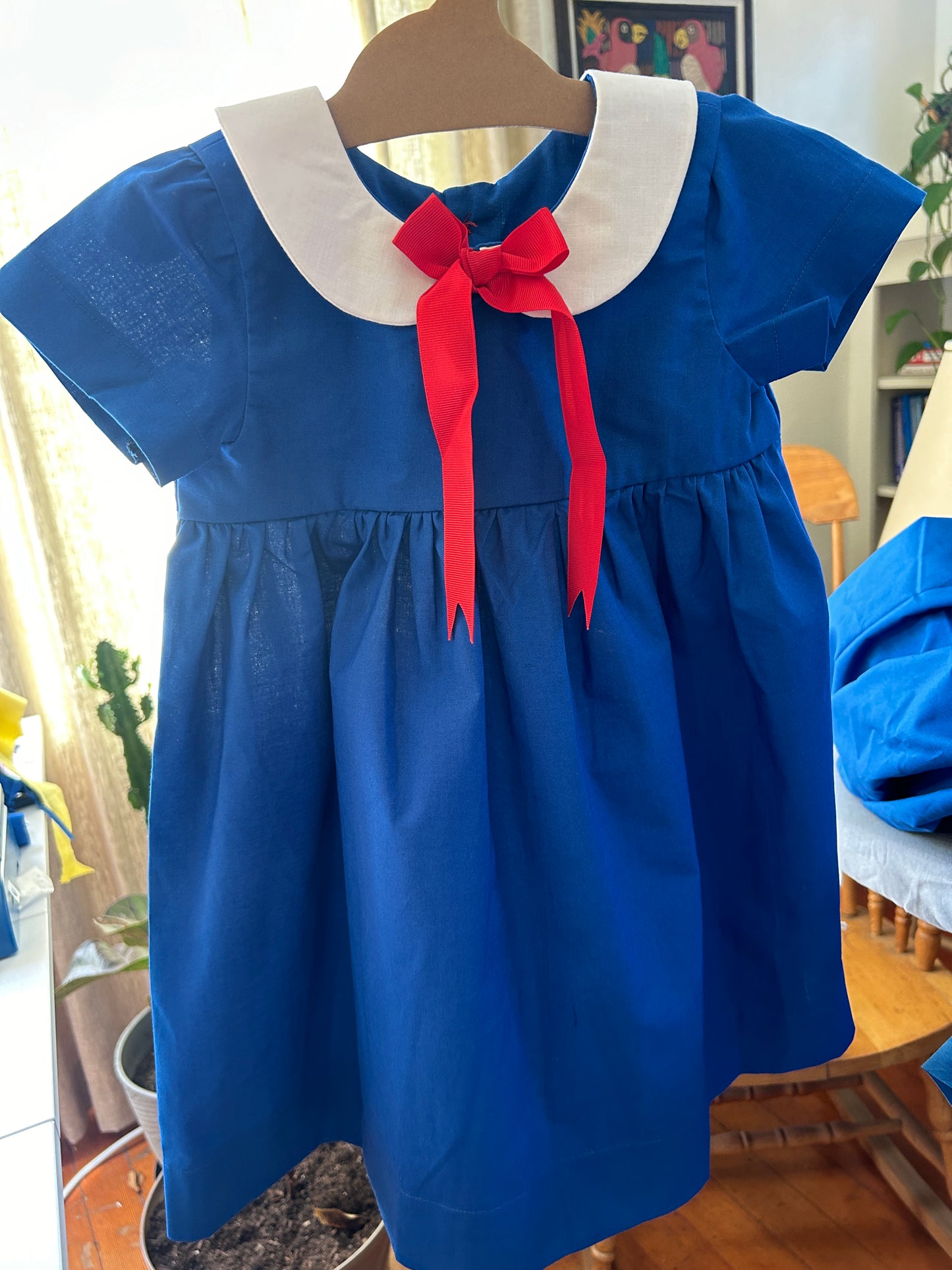 SAMPLE 4t - Blue Madeline Inspired Dress, Short Sleeves (NEW) Size 4t