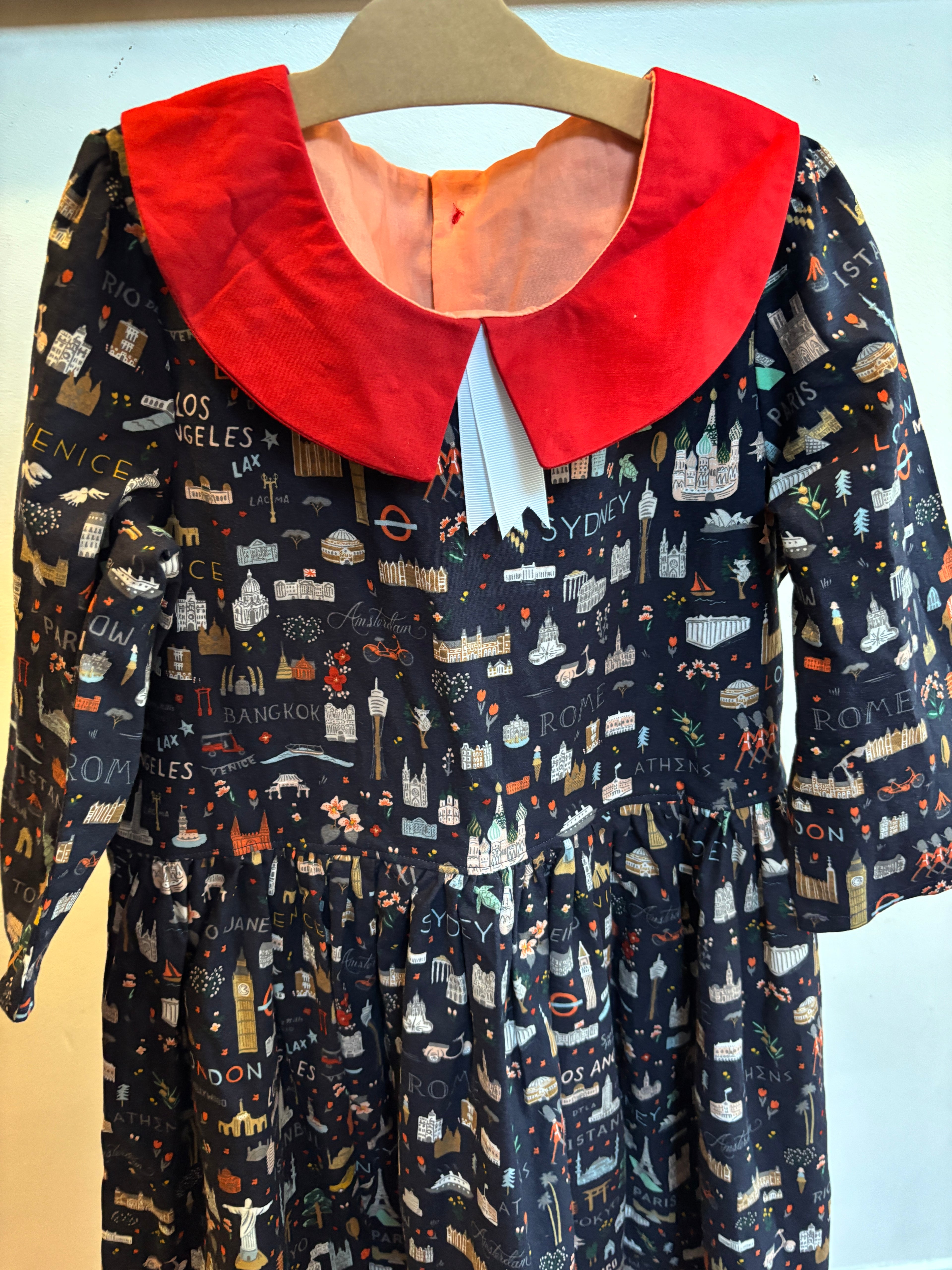 Little World Traveler Dress, 3/4 length sleeves | Girls' size 14