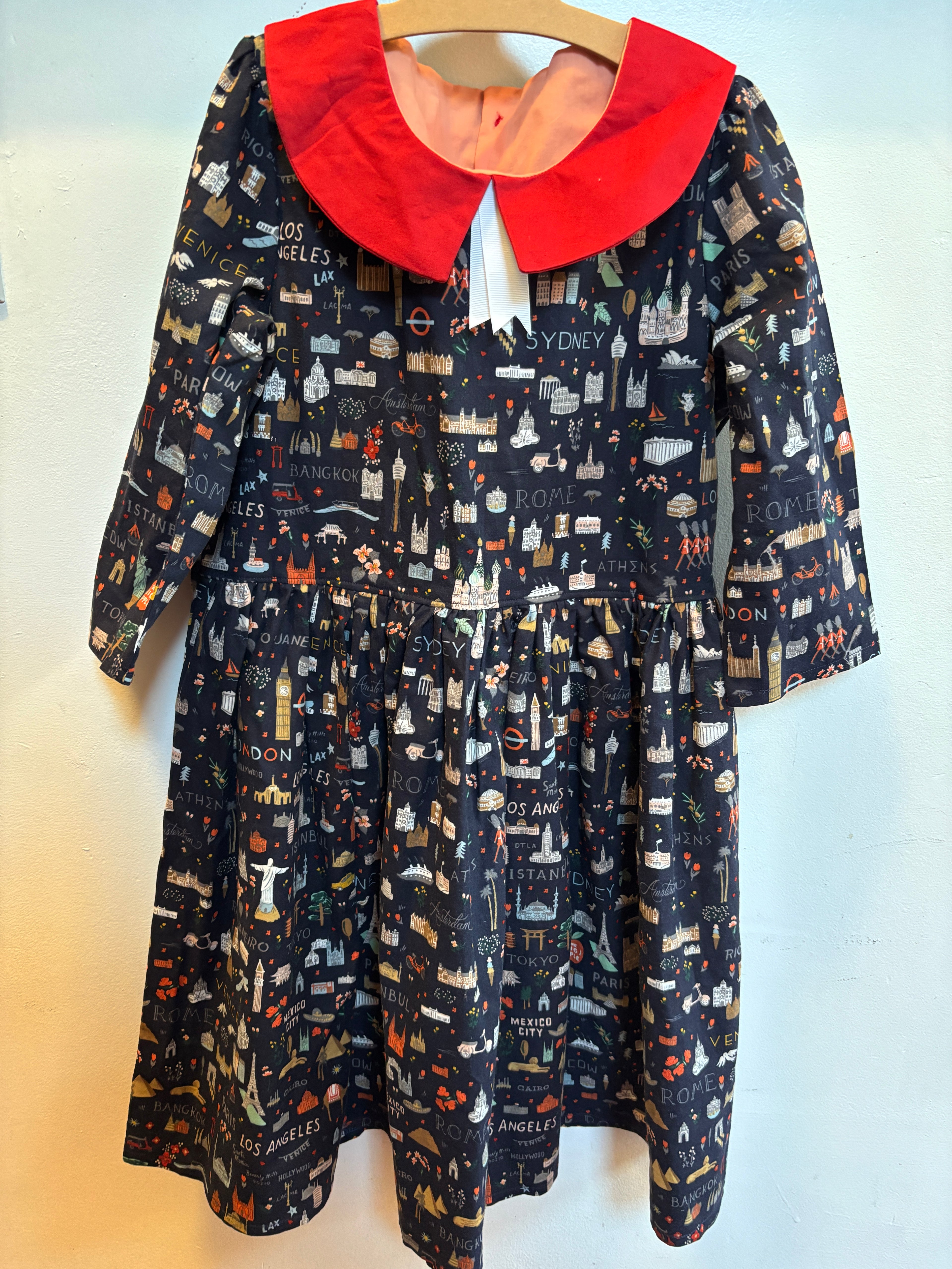 Little World Traveler Dress, 3/4 length sleeves | Girls' size 14