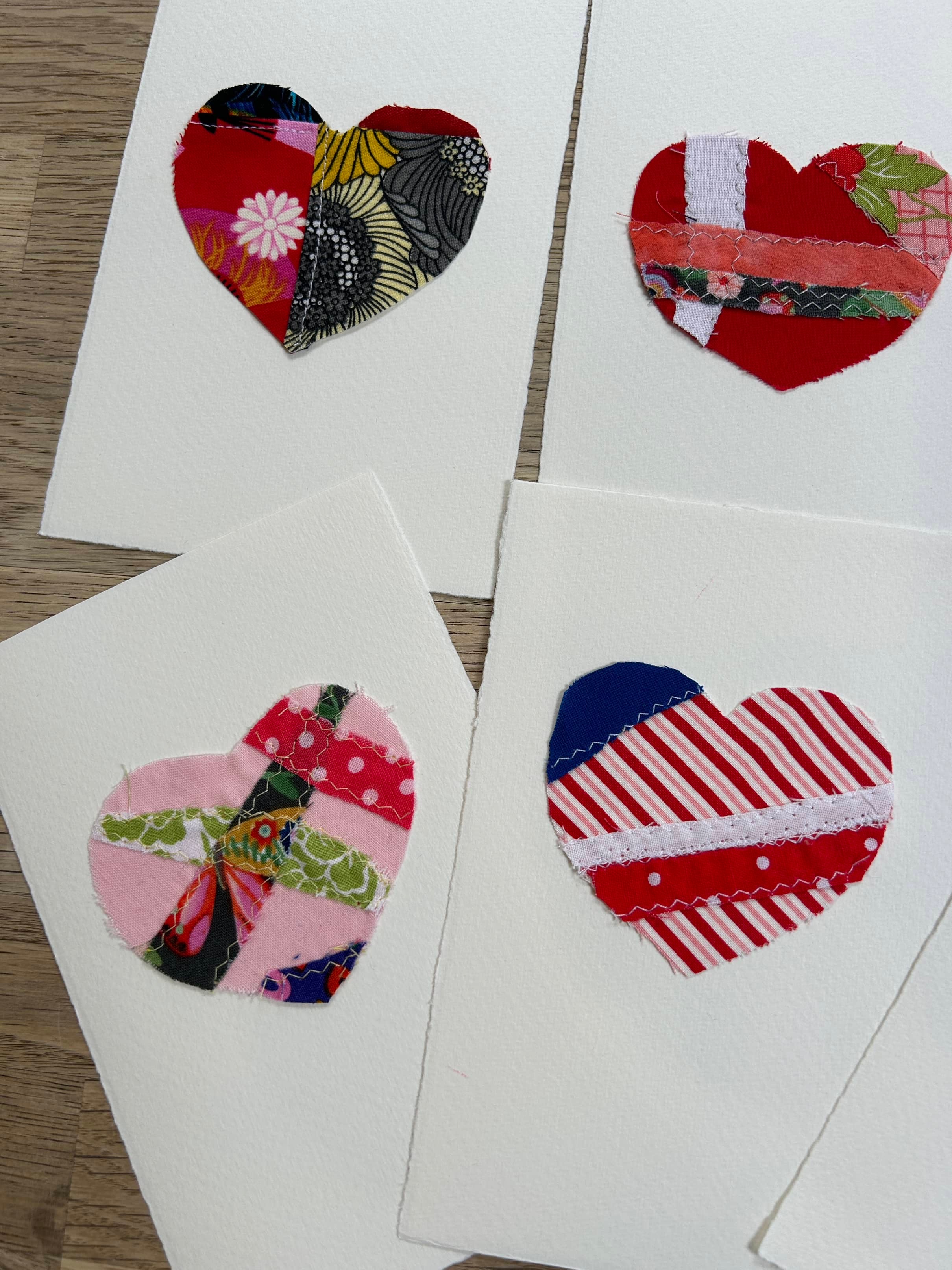 Patchwork Fabric Heart - Junk Journaling - Notecards - Set of 6