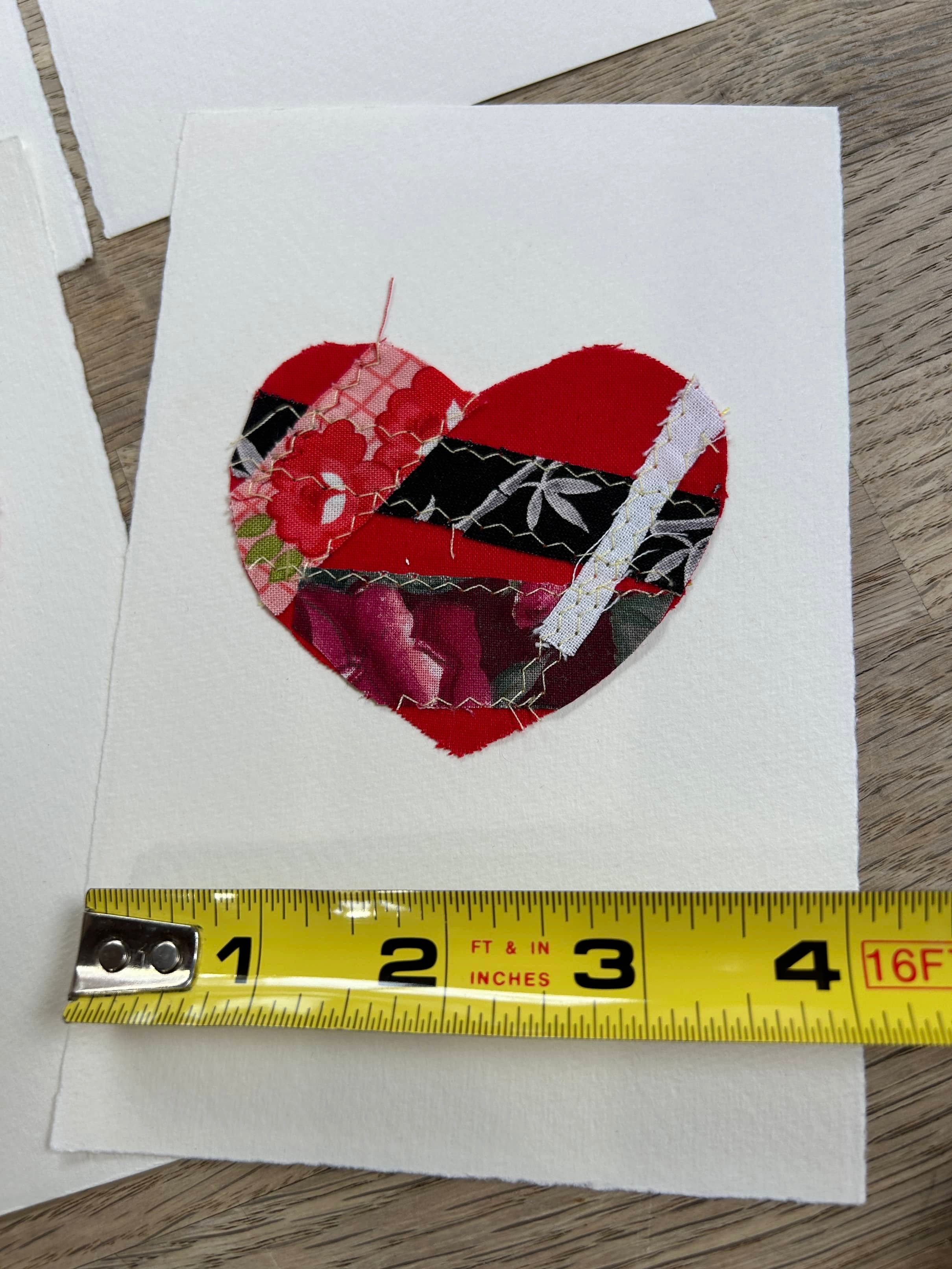 Patchwork Fabric Heart - Junk Journaling - Notecards - Set of 6