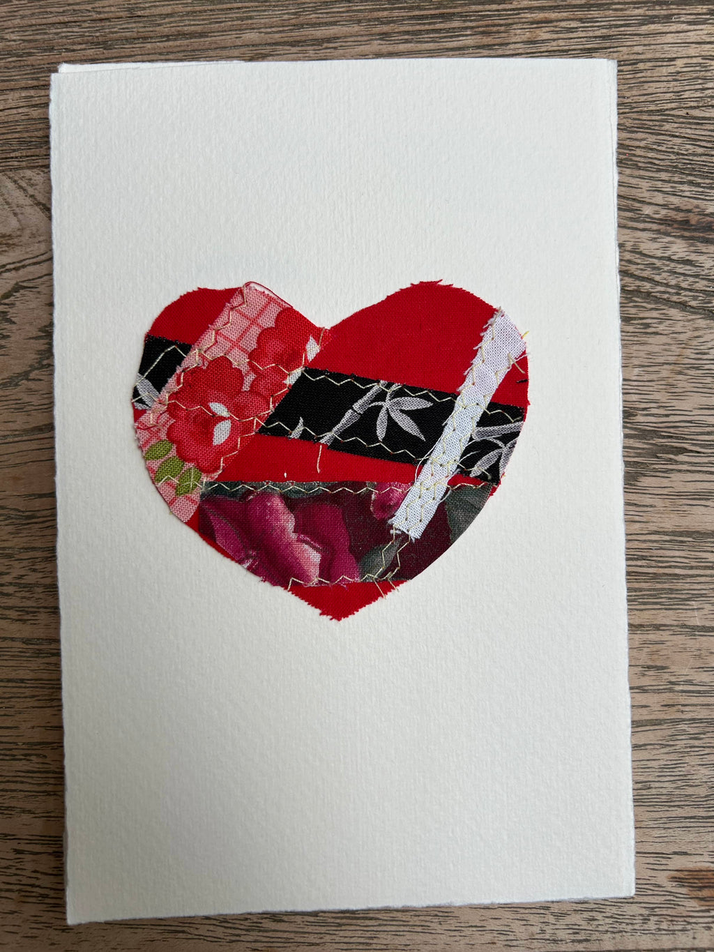 Patchwork Fabric Heart - Junk Journaling - Notecards - Set of 6
