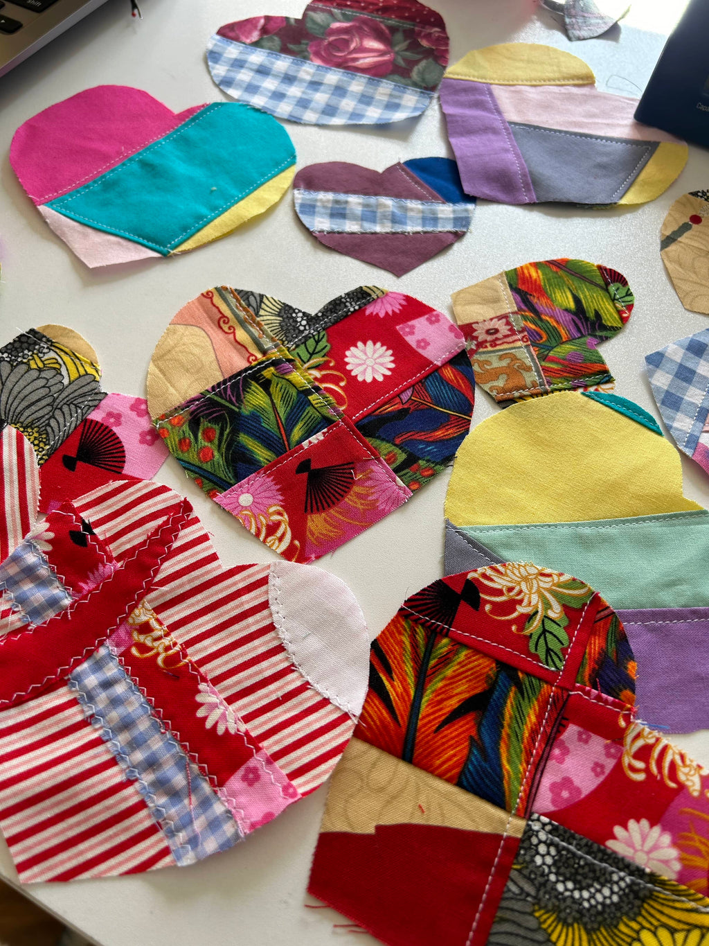 Fabric Hearts - Patchwork Heart Bundle - Junk Journal - Appliqué- Quilting