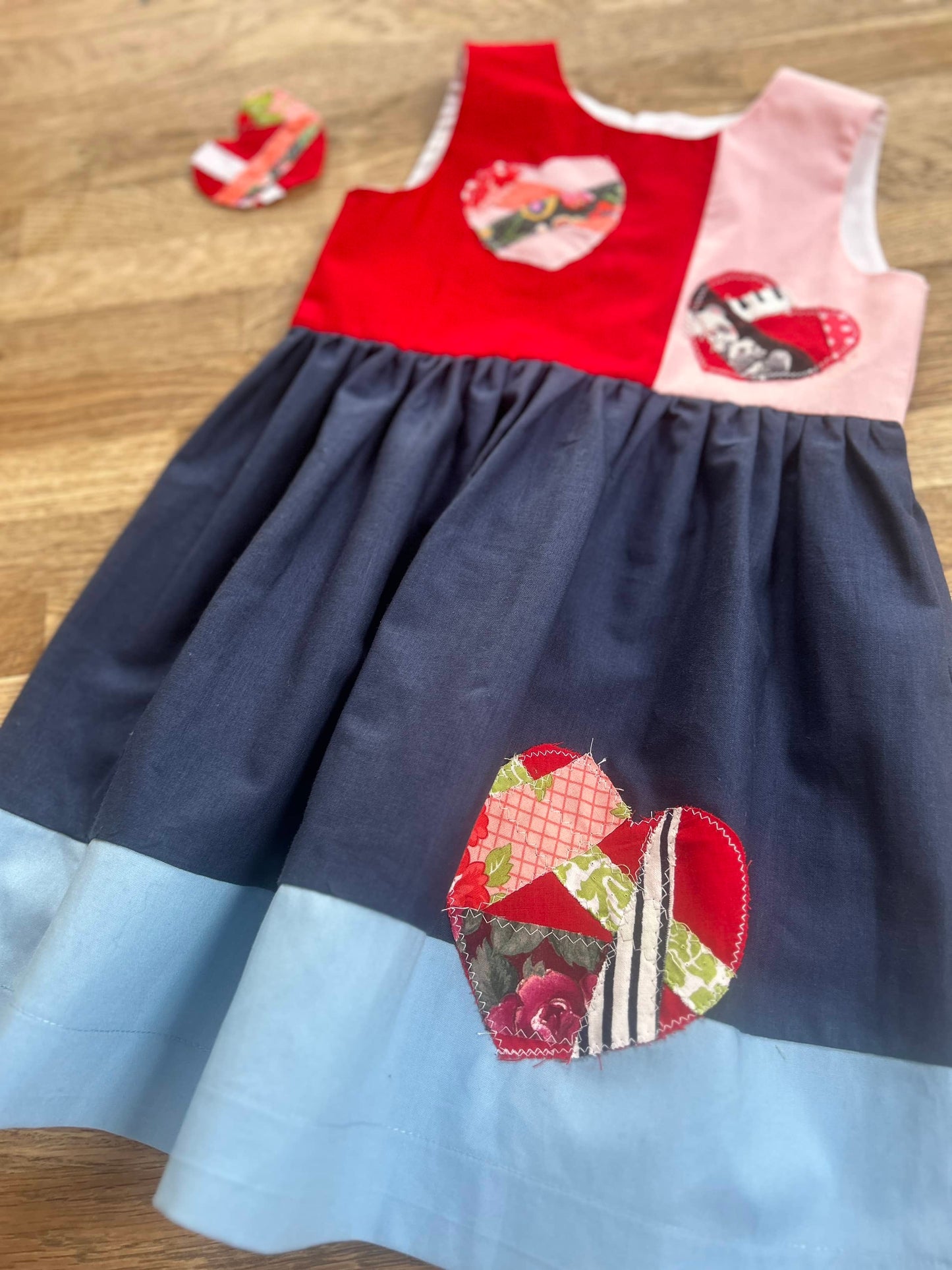 Patchwork Hearts - Little Red Dress with a Dash of Pink (SAMPLE) Size 3t