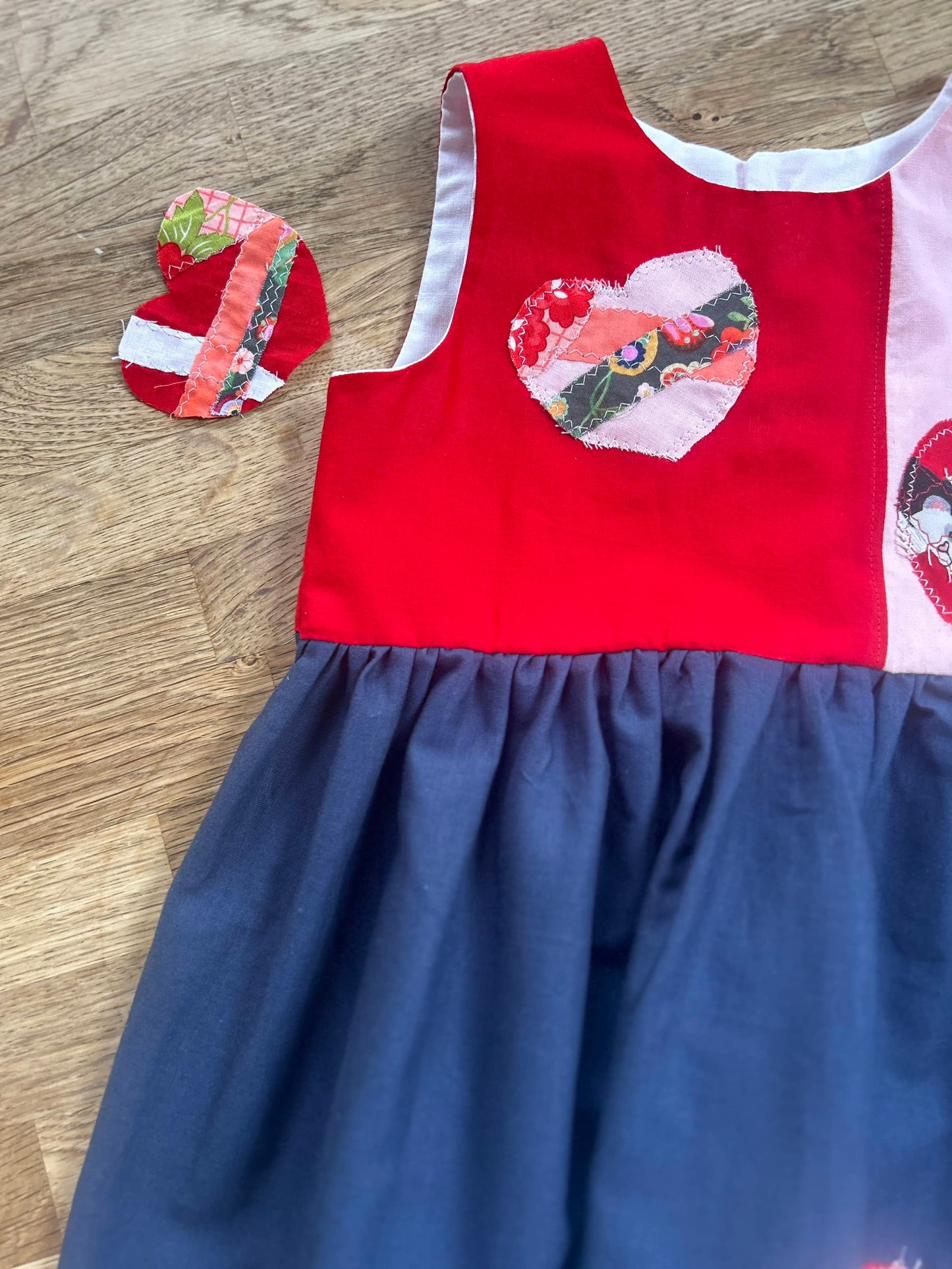 Patchwork Hearts - Little Red Dress with a Dash of Pink (SAMPLE) Size 3t