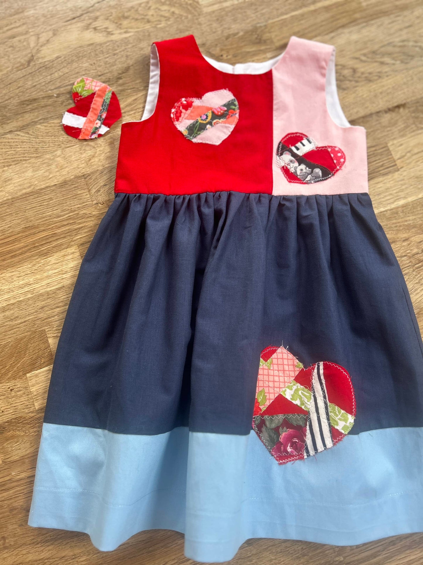 Patchwork Hearts - Little Red Dress with a Dash of Pink (SAMPLE) Size 3t