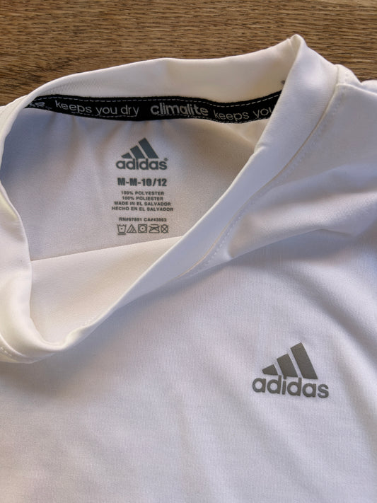 Long Sleeve White Adidas Climalite Shirt (Pre-Loved) Size 10/12 - M