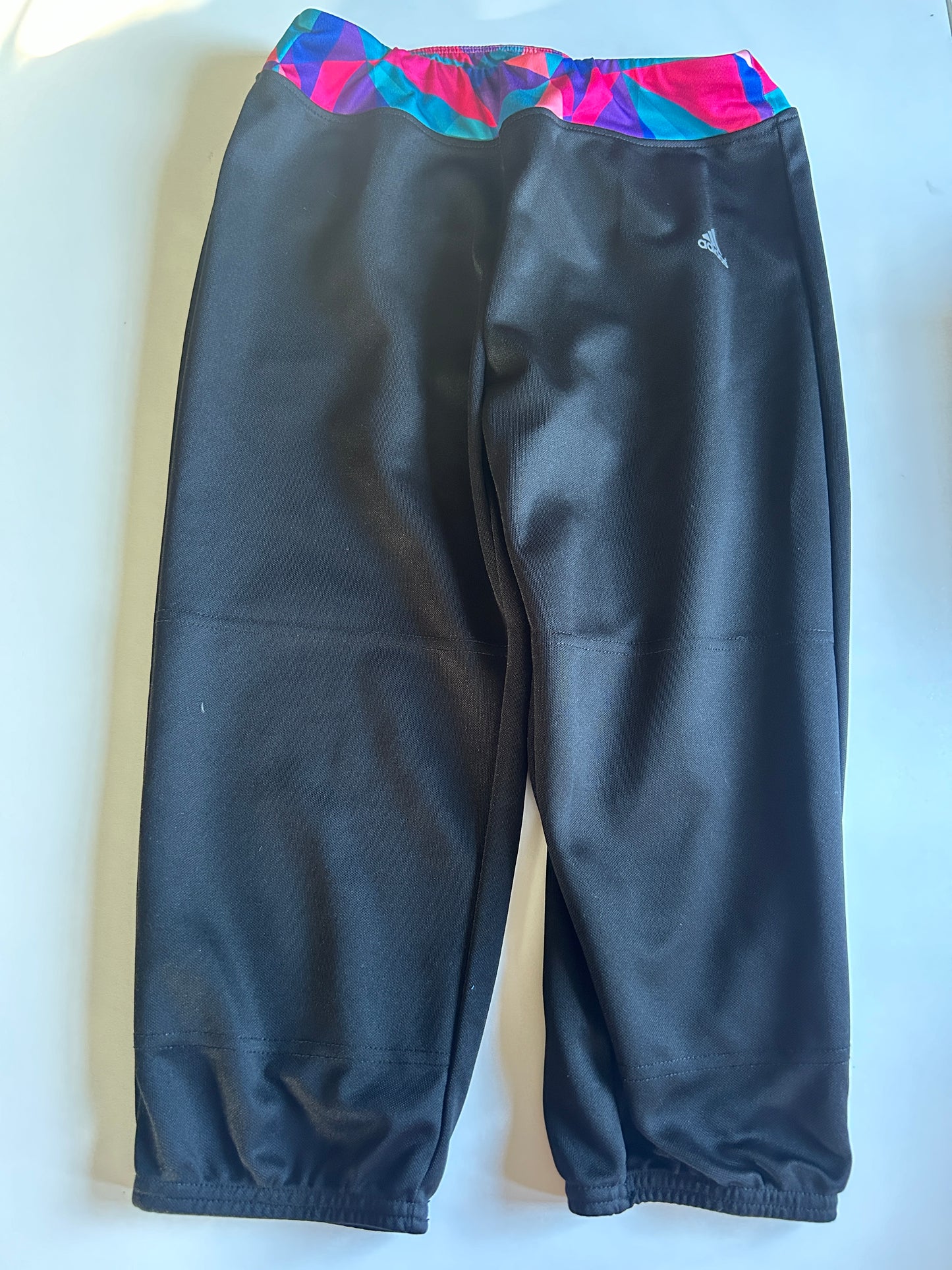 Girls' Black Softball Pants - Aeroready Bright Waistband (Pre-Loved) Size Large - Adidas