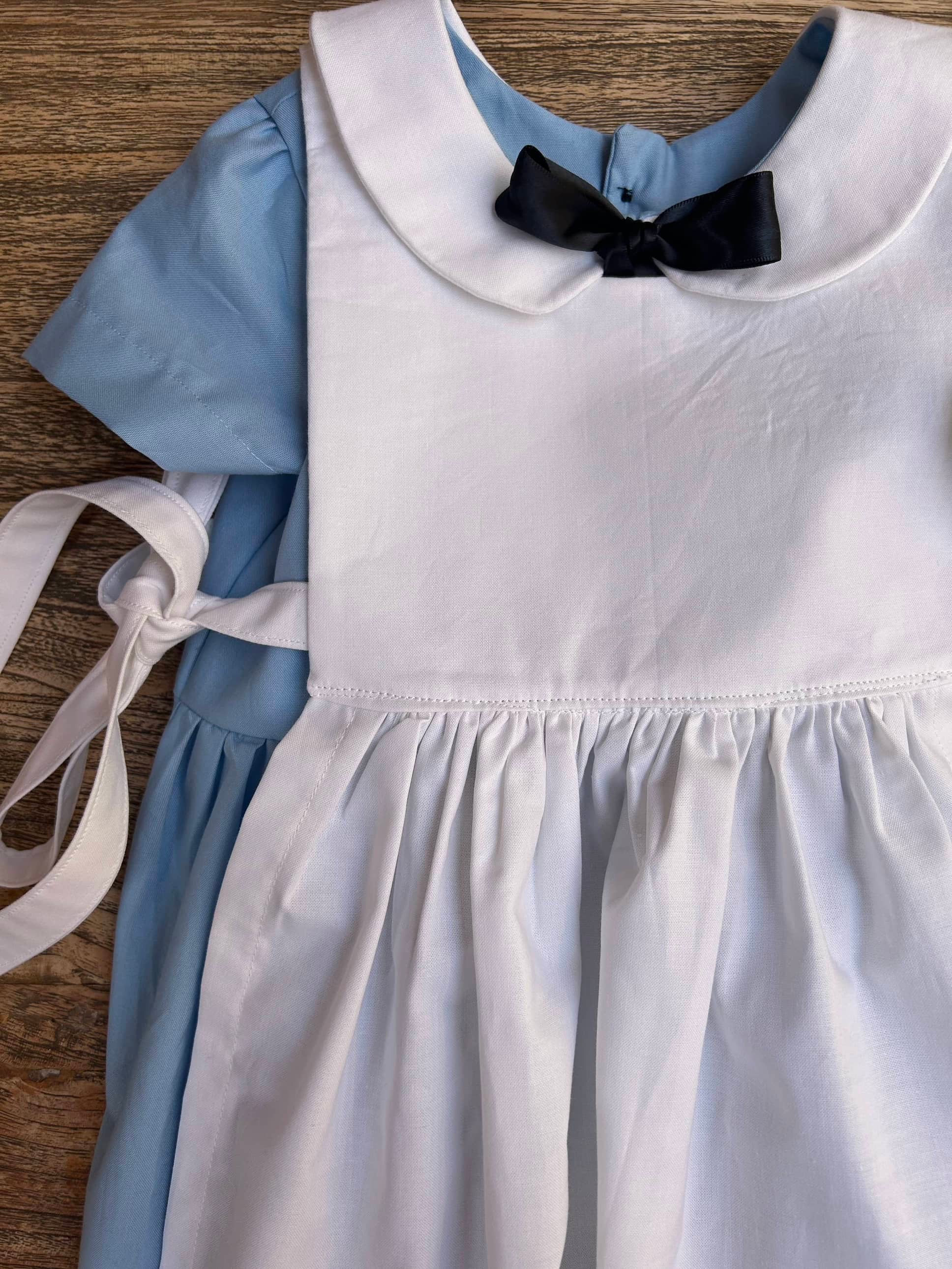 Alice in Wonderland Inspired Dress + Pinafore Apron (MADE TO ORDER) Size 3t Alice in Wonderland Inspired Dress + Pinafore Apron (MADE TO ORDER) Size 3t