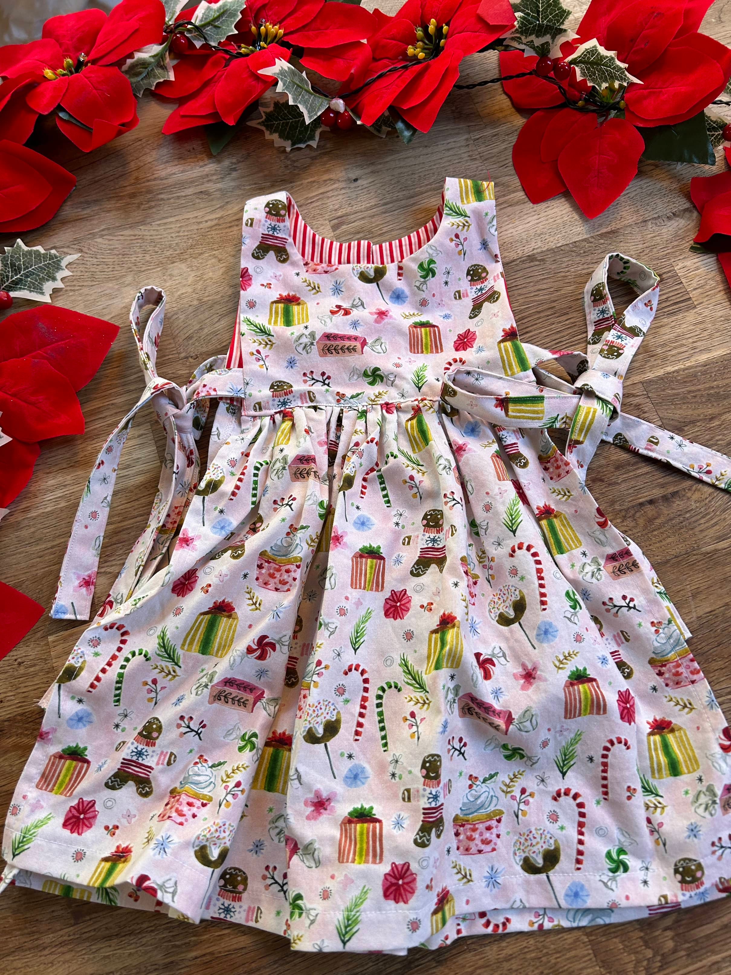 READY TO SHIP - Holiday Apron Pinafores  - (SAMPLES) Size 3t