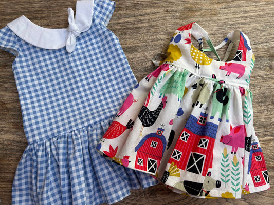 2 Piece - Farm Animal LOVE - Dress + Pinafore Set