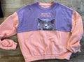 Sweatshirt | Always Curious - Pink & Purple Cat Sweatshirt (Pre-Loved) Size 14/16 - H&M