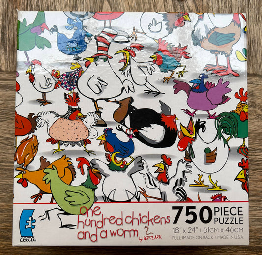 One Hundred Chickens and a Worm 750 Piece Puzzle (Pre-Loved) Jigsaw Puzzle