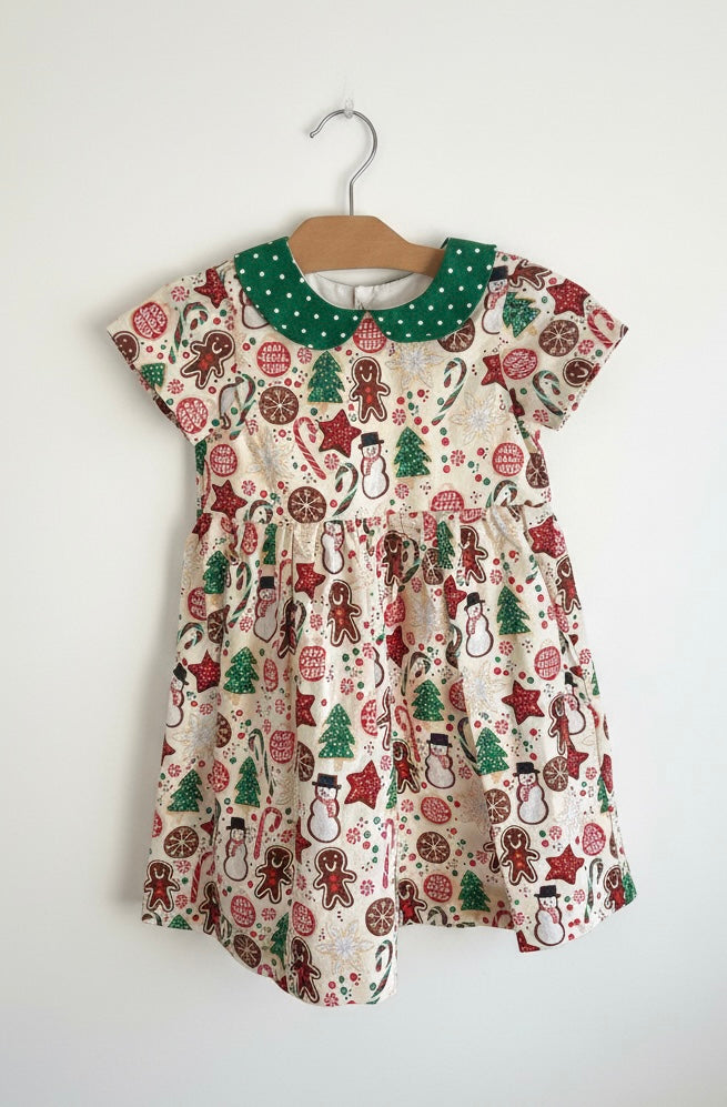 Gingerbread, Snowmen & Holiday Cookies Dress | Size 3t ✨