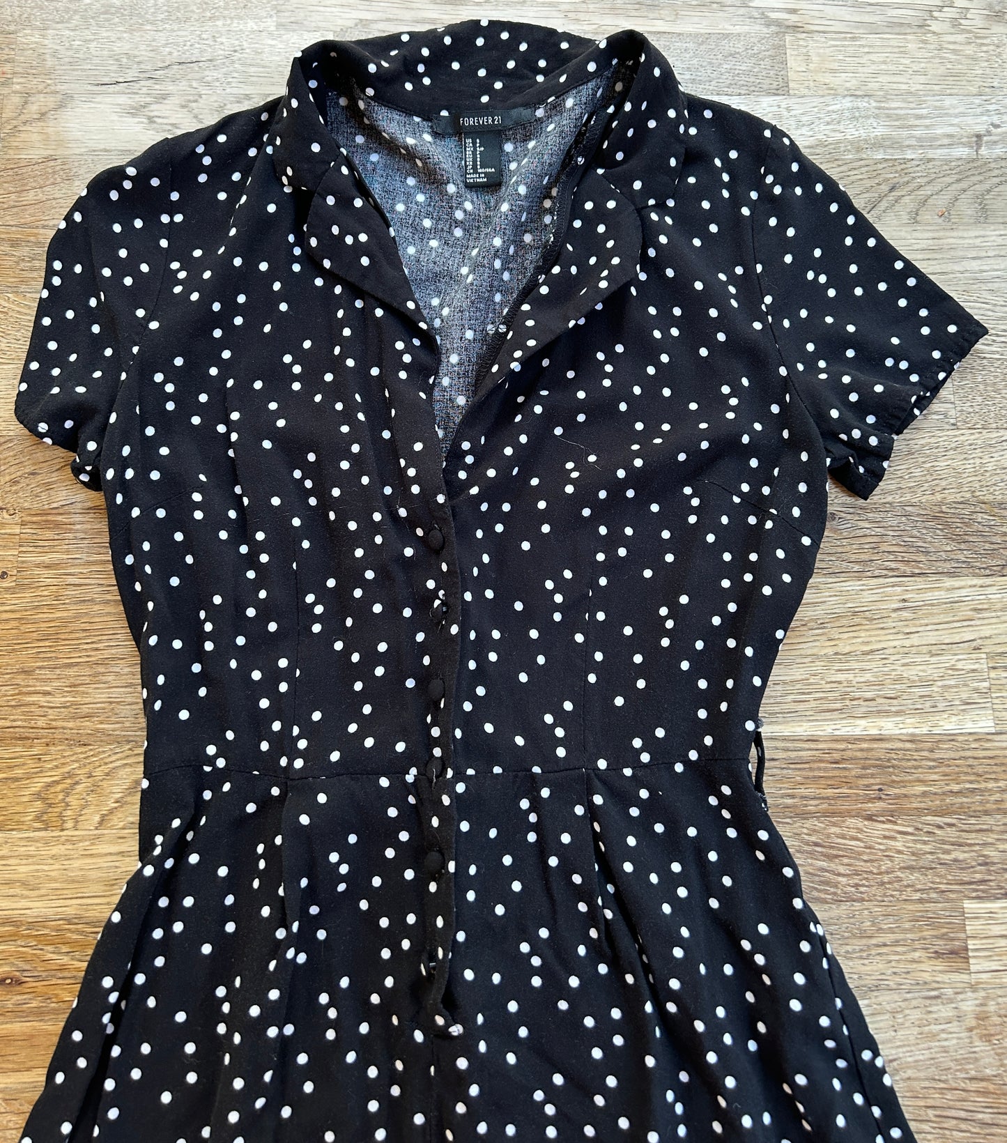 Black Polka Dot Romper (Pre-Loved) Adult Size Small - Forever 21