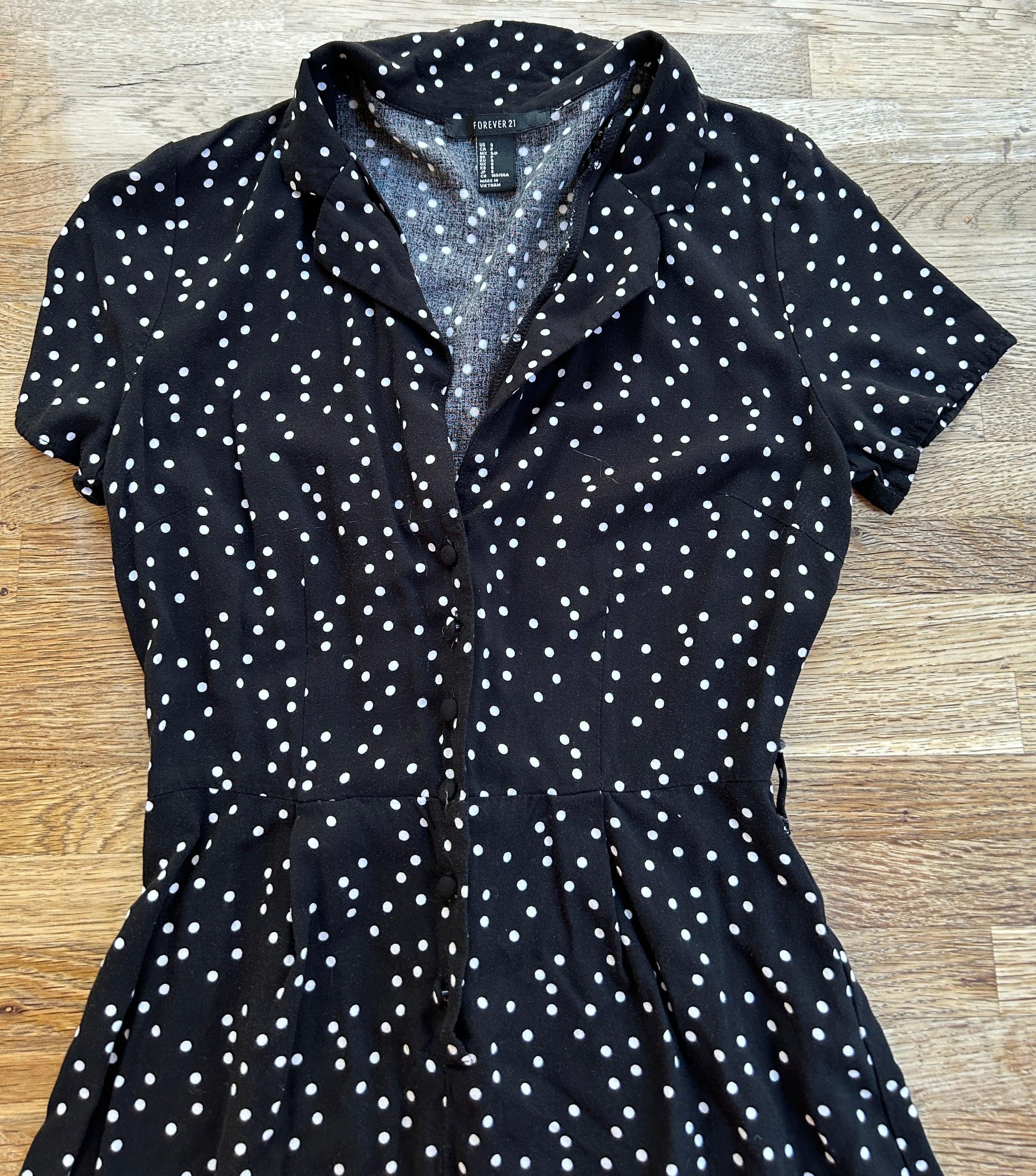 Black Polka Dot Romper (Pre-Loved) Adult Size Small - Forever 21
