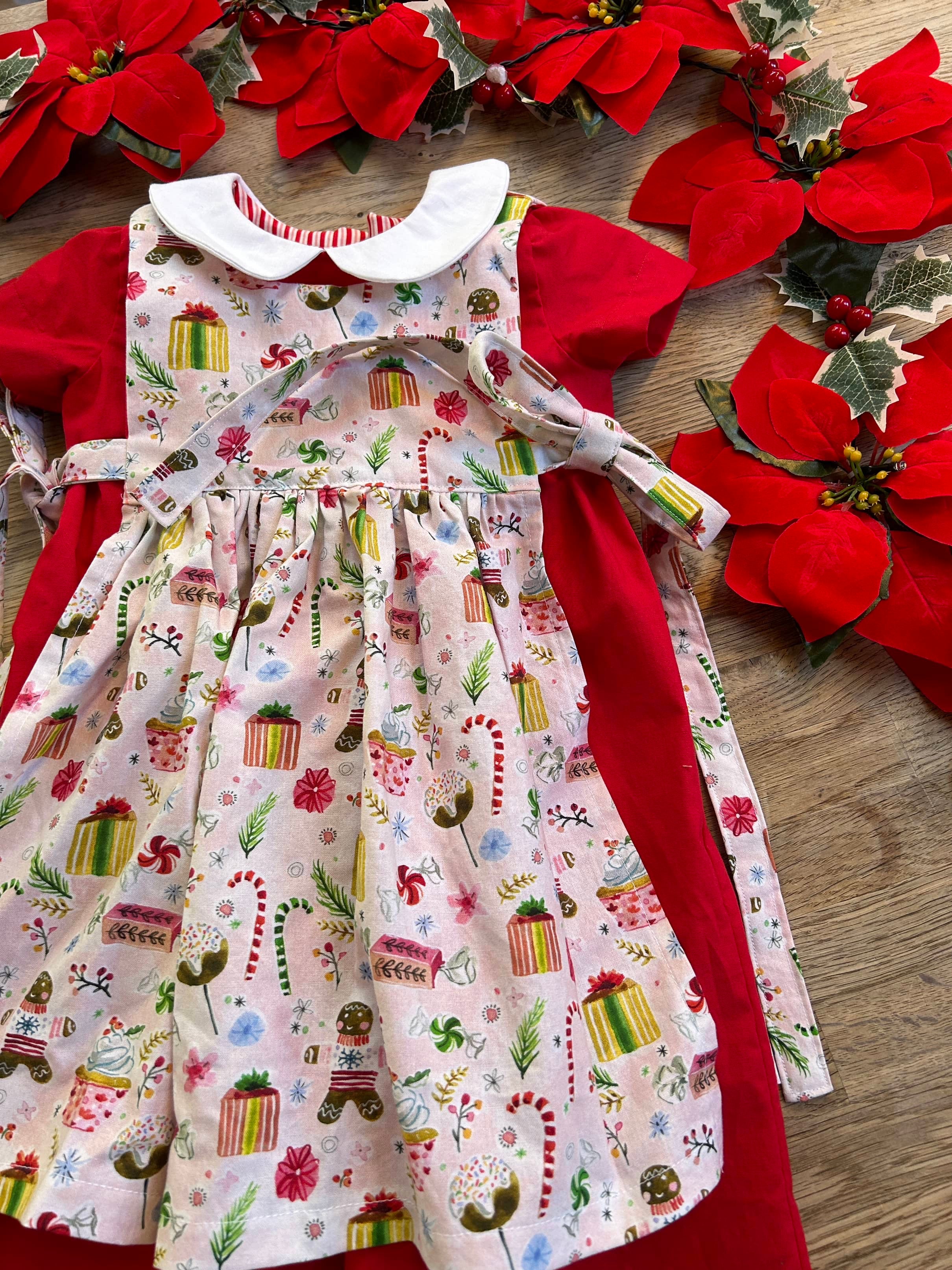 DRESS + APRON SET - Custom Holiday Dress + Pinafore Apron