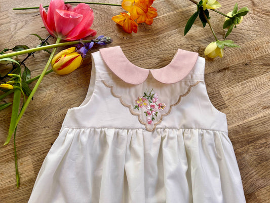 Vintage Embroidered Soft Pink and White Dress (SAMPLE) Size 4t