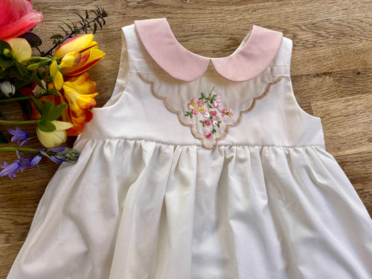 Vintage Embroidered Soft Pink and White Dress (SAMPLE) Size 4to
