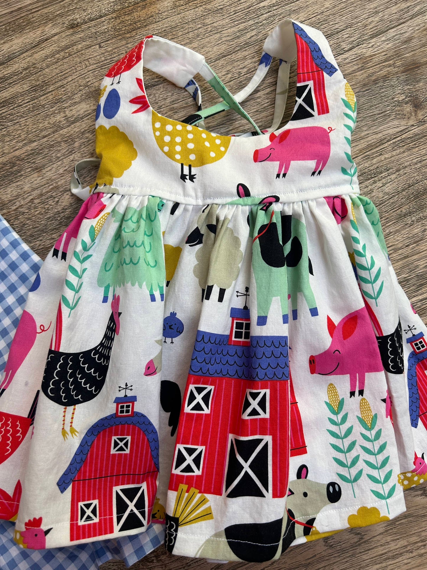 2 Piece - Farm Animal LOVE - Dress + Pinafore Set