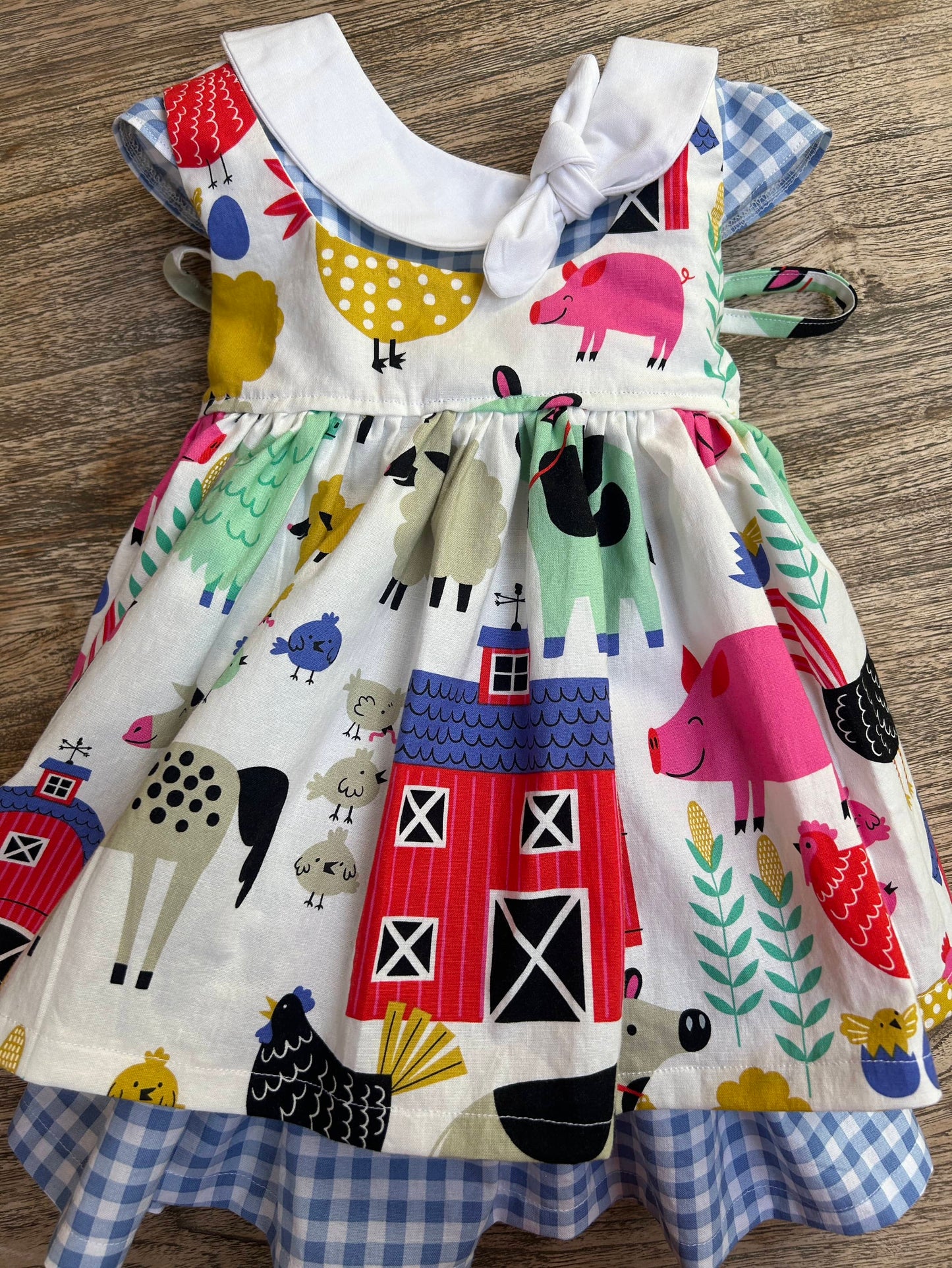 2 Piece - Farm Animal LOVE - Dress + Pinafore Set