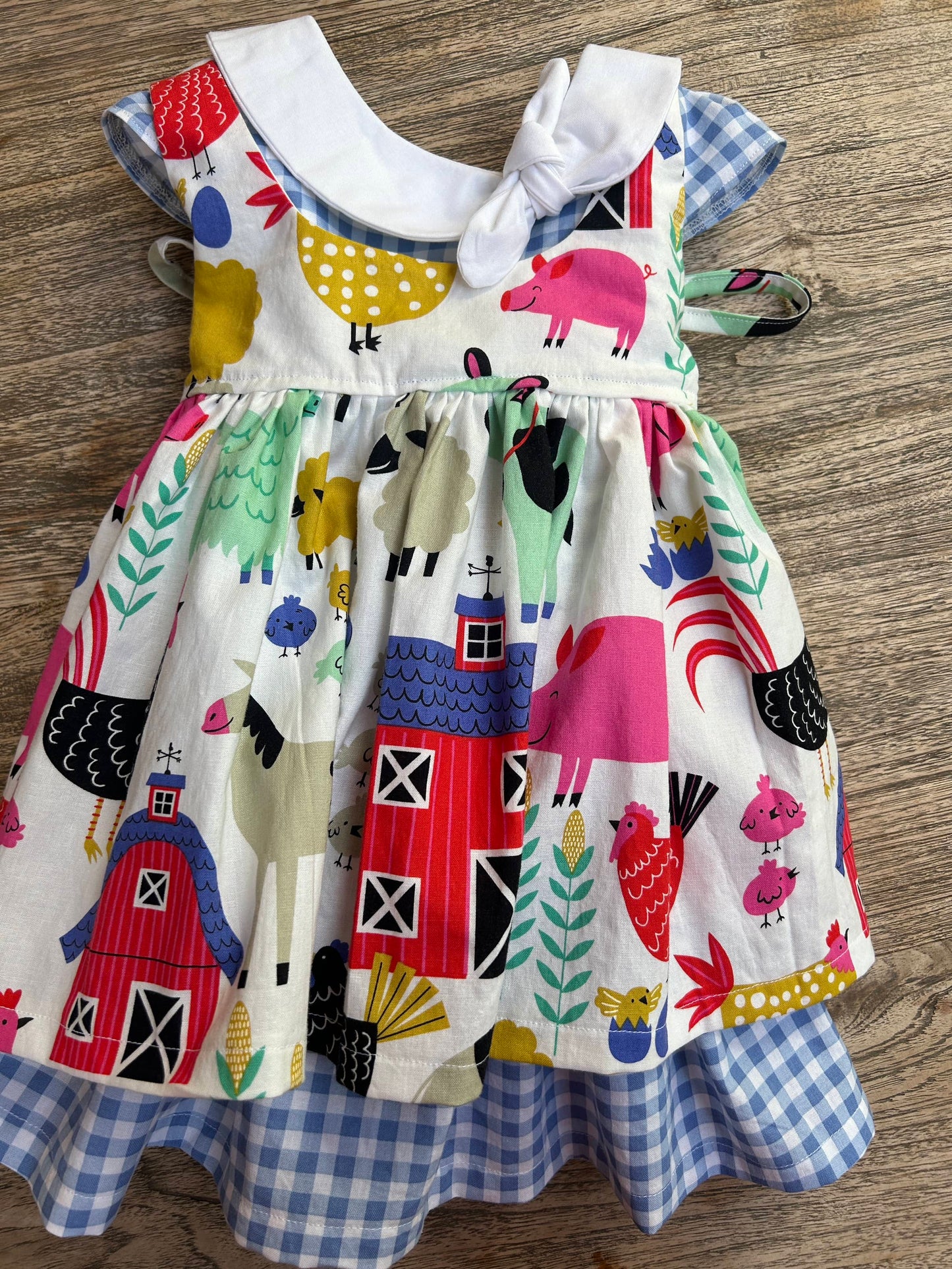 2 Piece - Farm Animal LOVE - Dress + Pinafore Set