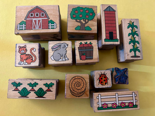 Farm Stamps - Melissa & Doug Wooden Stamps (Pre-Loved)
