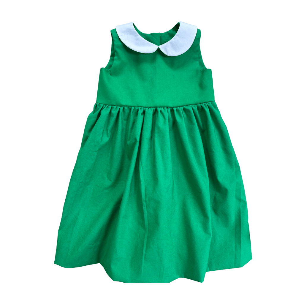 DRESS - Classic Green Dress with Peter Pan Collar (MADE TO ORDER)