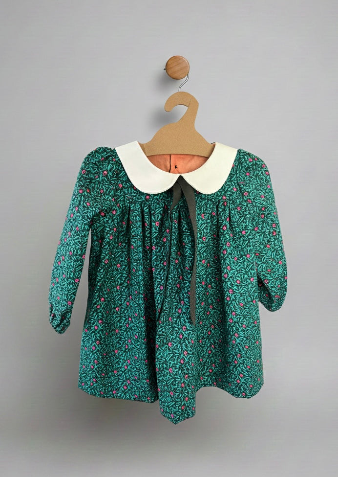 Little Green Dress | Handmade Holiday Dress | Size 18months