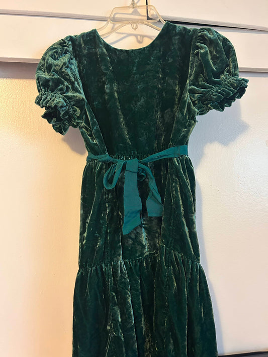 Green Velvet Tiered Dress (Pre-Loved) Size 12 - J-Crew - Crewcuts