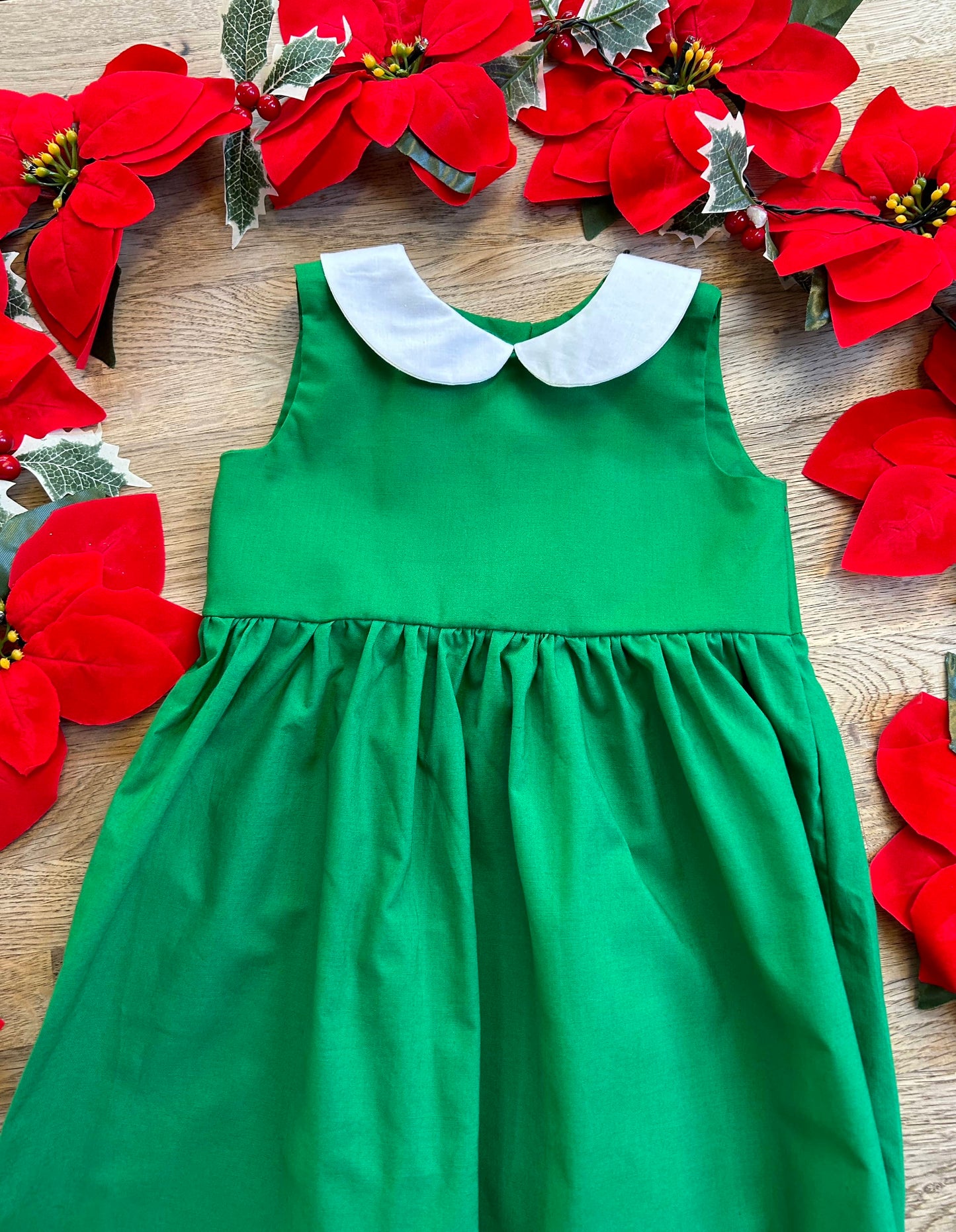 DRESS - Classic Green Dress with Peter Pan Collar (MADE TO ORDER)