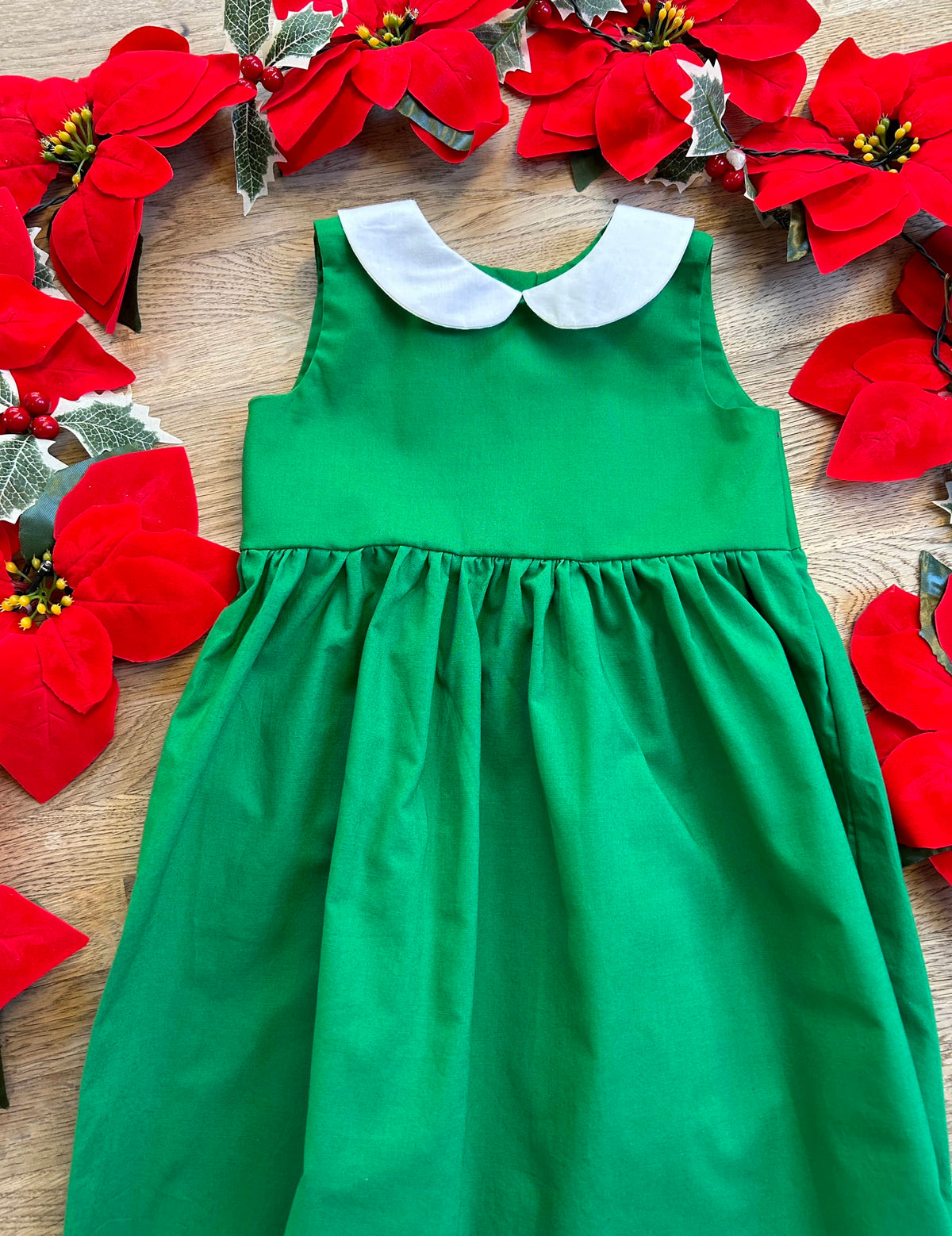 DRESS - Classic Green Dress with Peter Pan Collar (MADE TO ORDER)