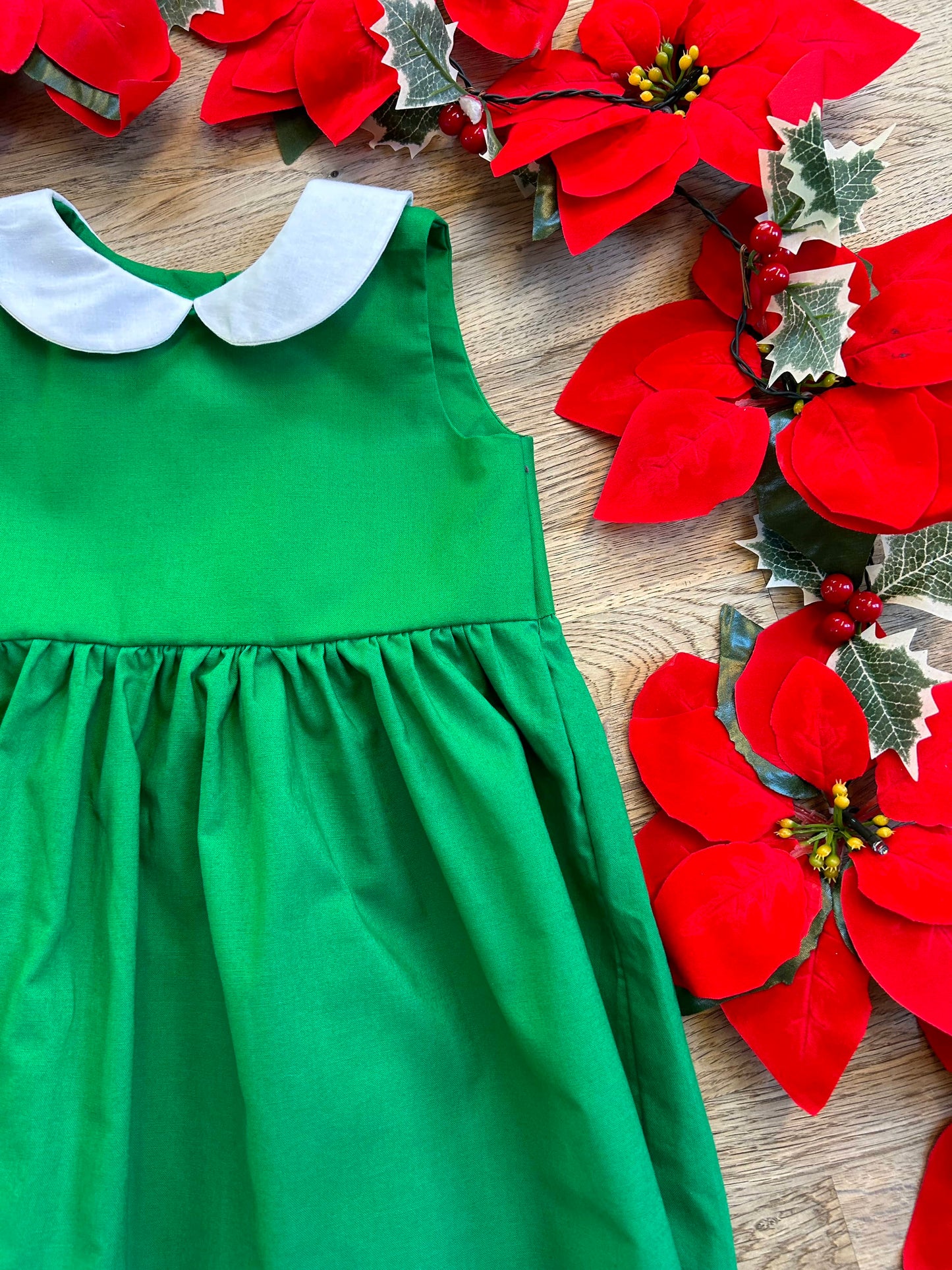 DRESS - Classic Green Dress with Peter Pan Collar (MADE TO ORDER)