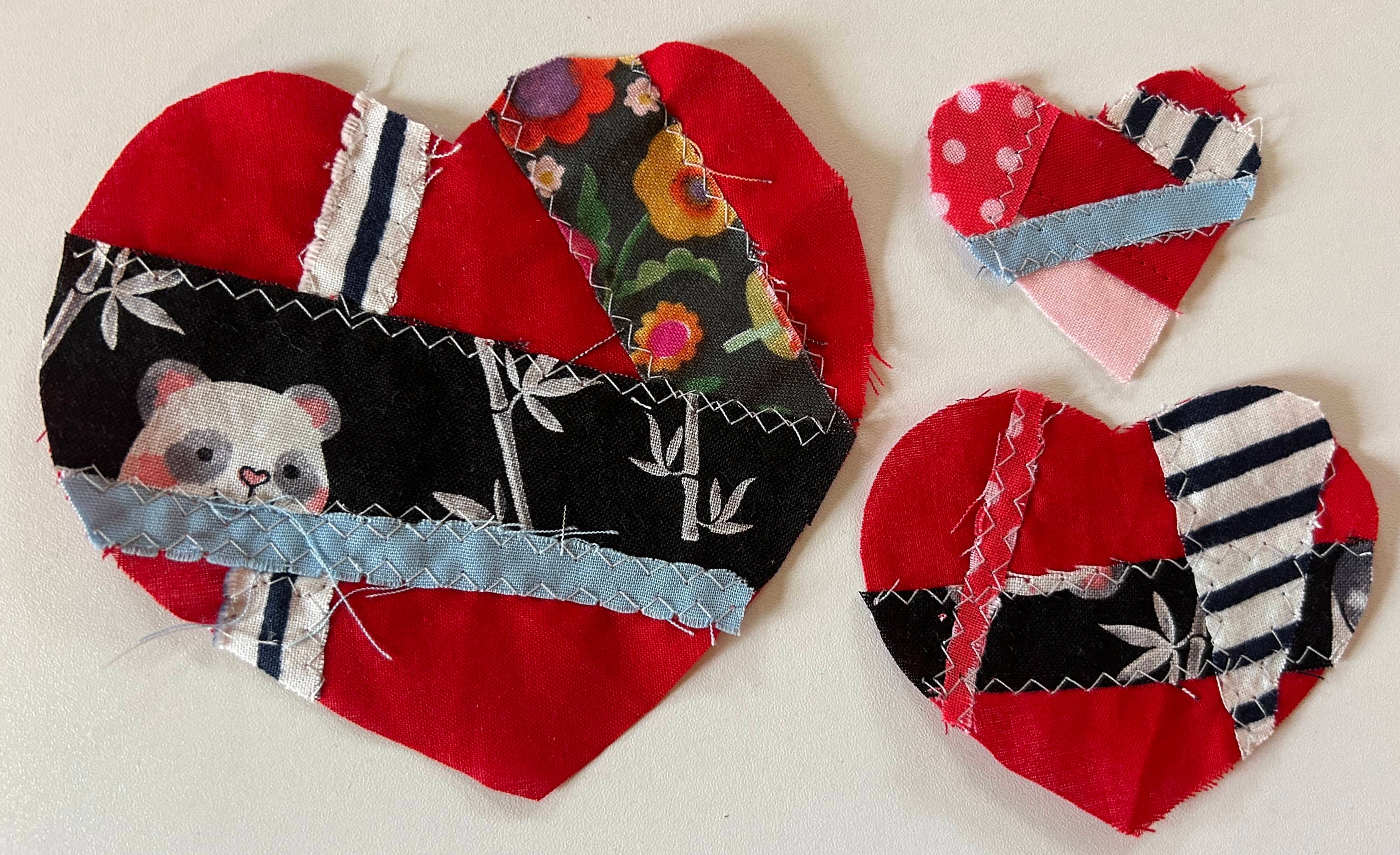 Fabric Hearts - Patchwork Heart Bundle - Junk Journal - Appliqué- Quilting