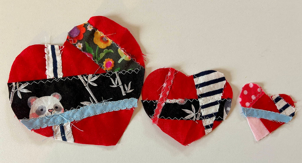 Fabric Hearts - Patchwork Heart Bundle - Junk Journal - Appliqué- Quilting