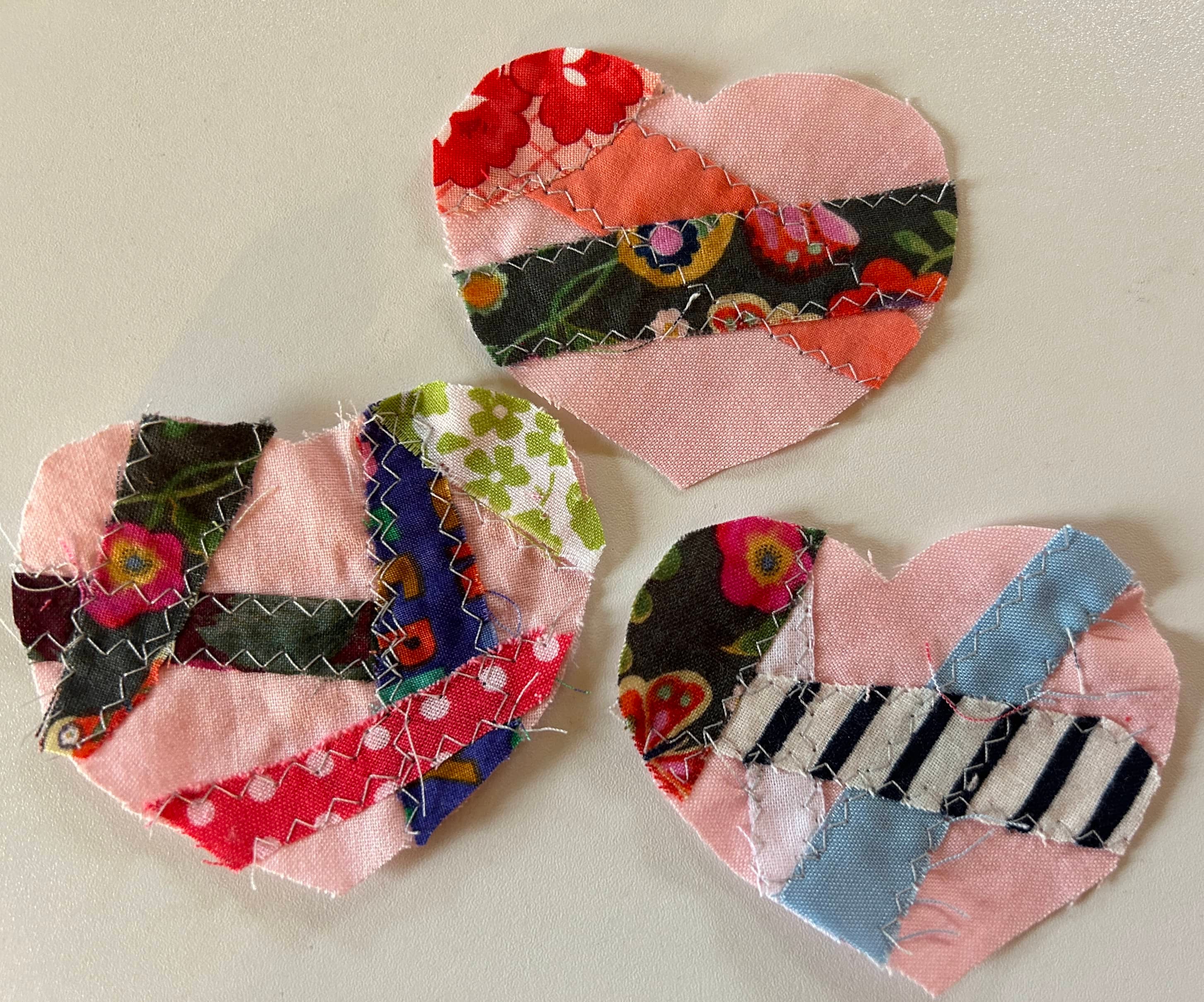 Fabric Hearts - Patchwork Heart Bundle - Junk Journal - Appliqué- Quilting