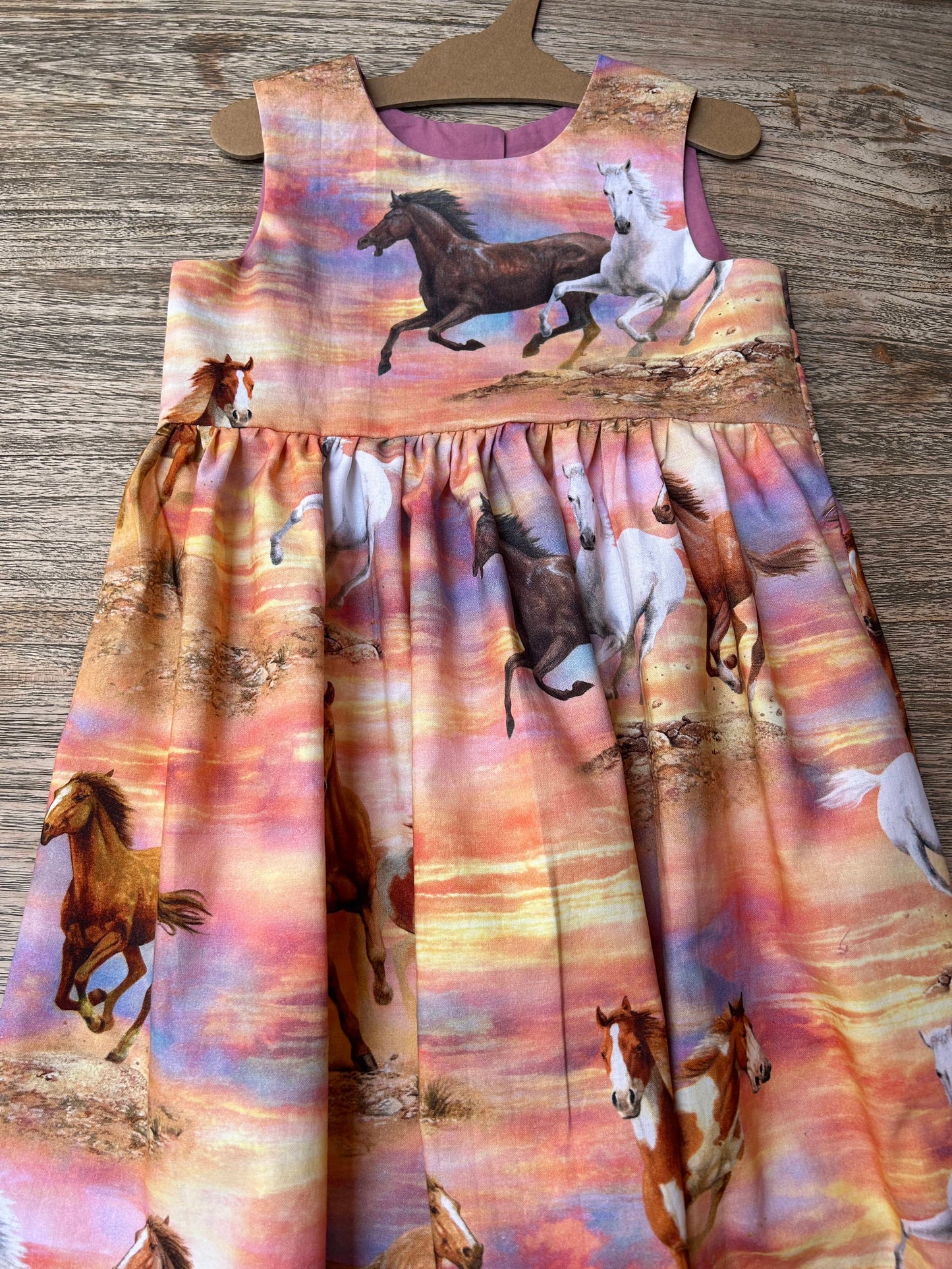 Pink Sunset Horses Dress (SAMPLE) Size 5