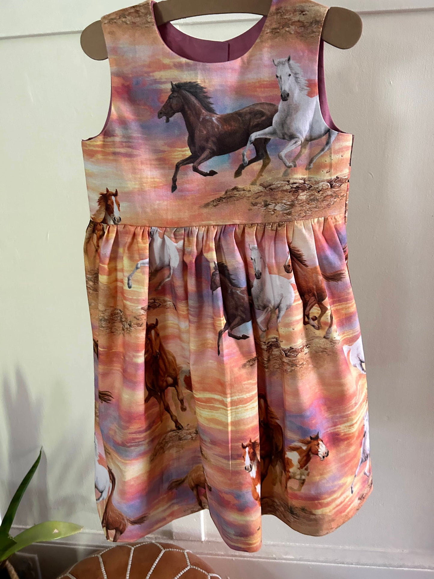 Pink Sunset Horses Dress (SAMPLE) Size 5