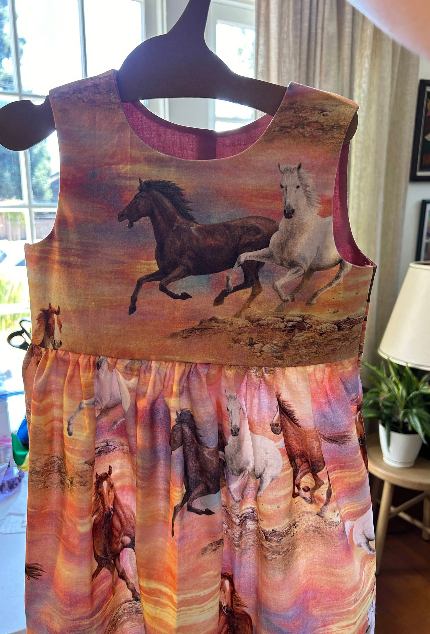 Pink Sunset Horses Dress (SAMPLE) Size 5