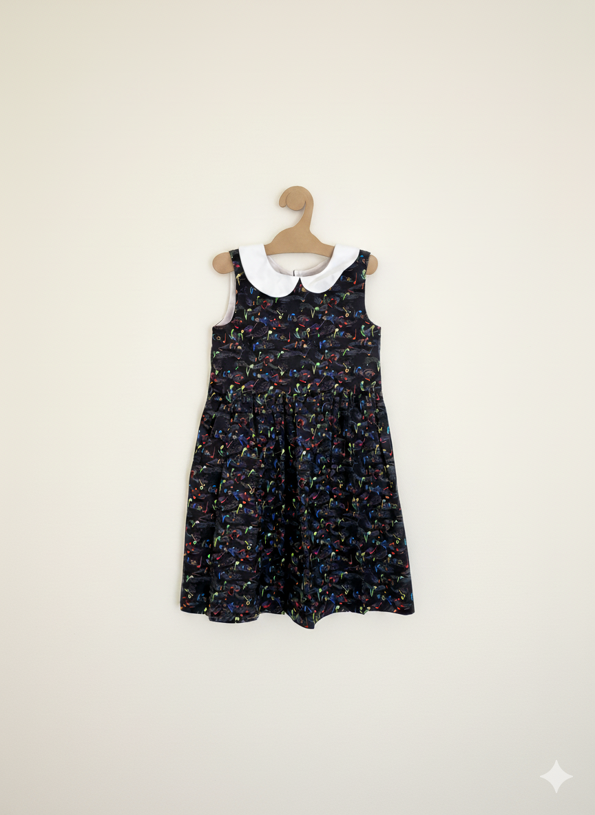 🎶 Musical Notes Dress – Girls' Size 7 – Handmade with Love 🎶