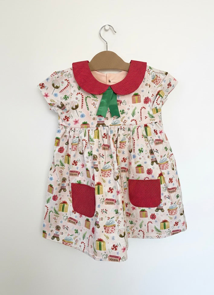 Pink Gingerbread Dress with Peter Pan Collar | Size 2t